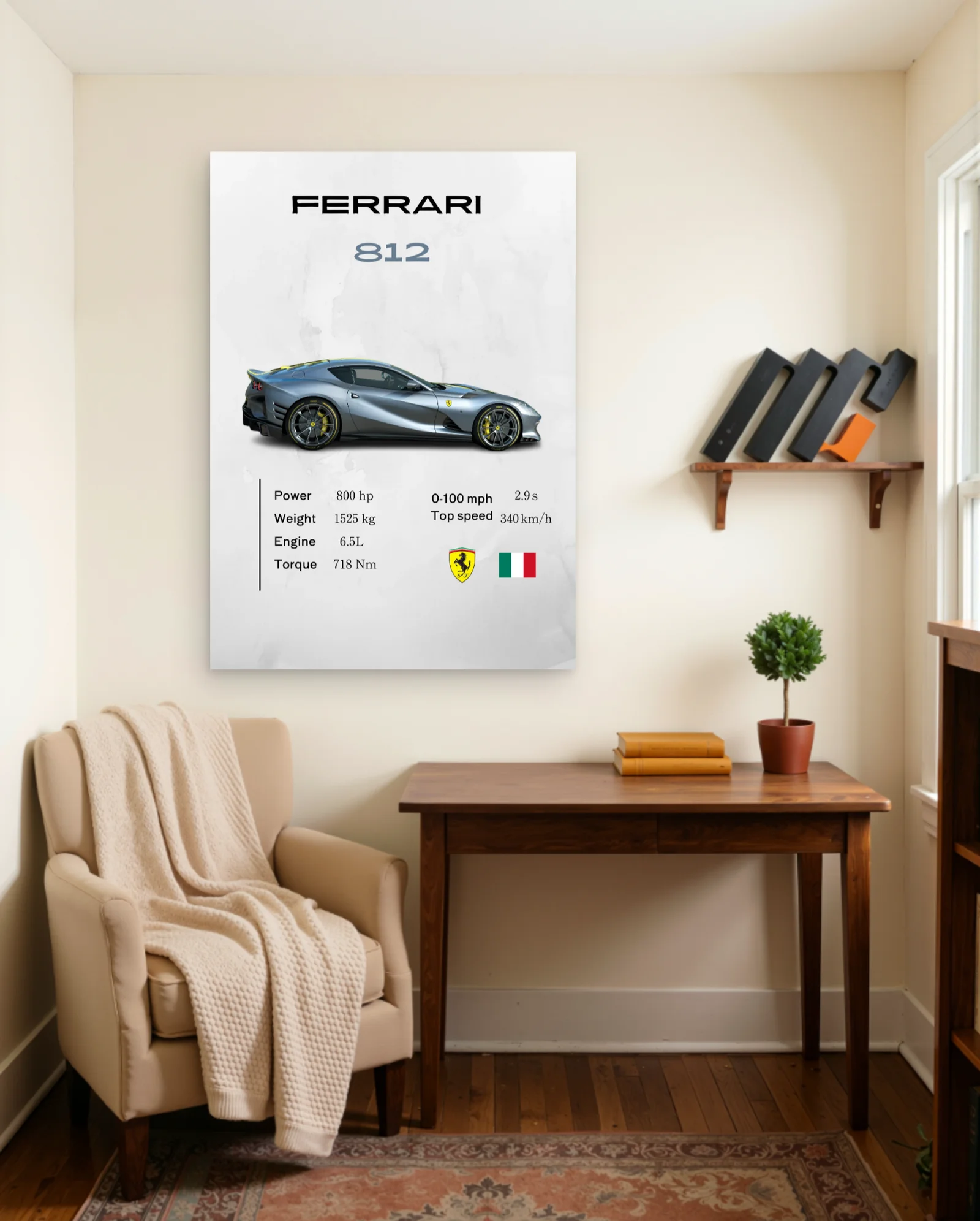 Ferrari 812 Poster — framed wall art poster by Memocult
