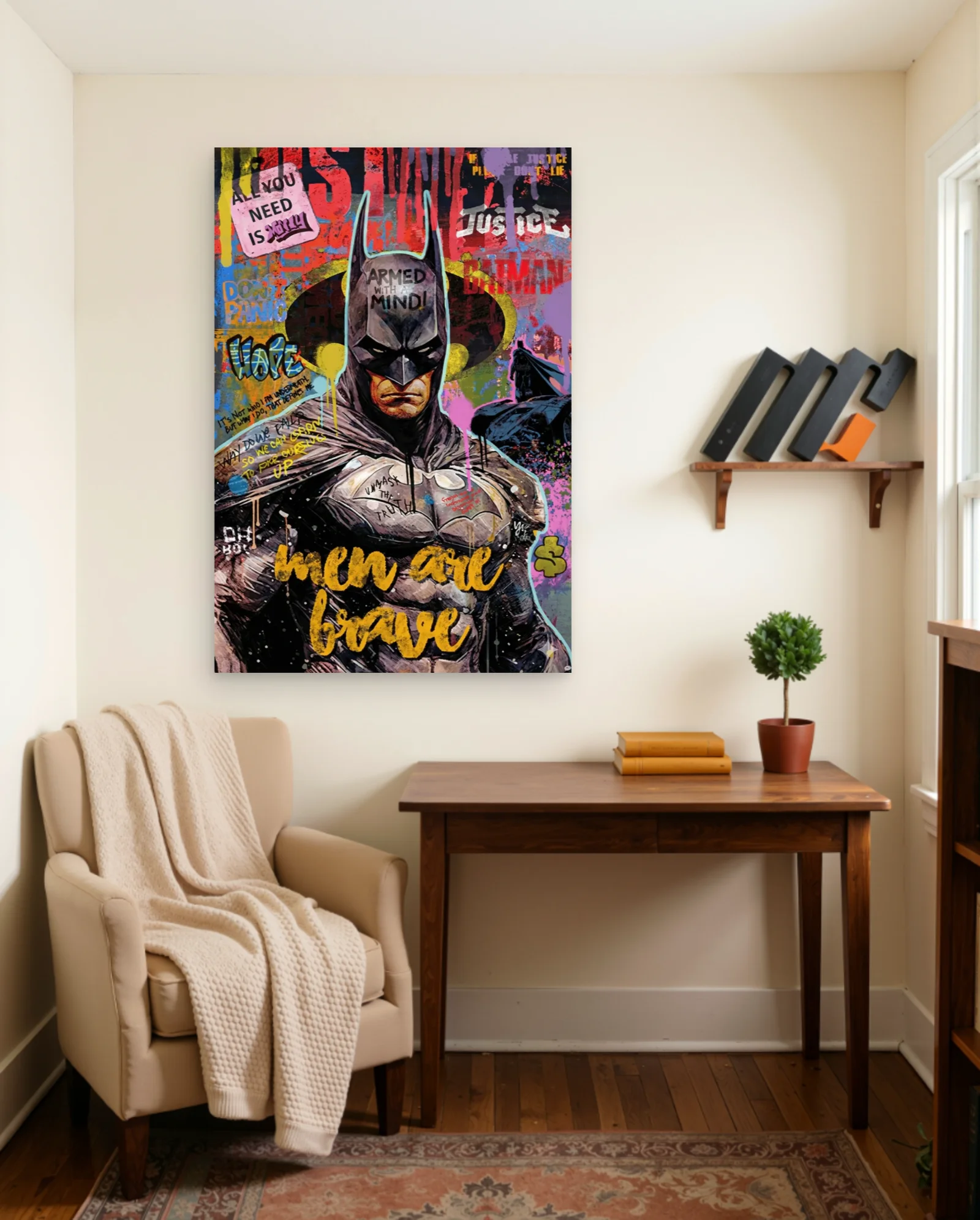Batman Men Are Brave Poster — framed wall art poster by Memocult