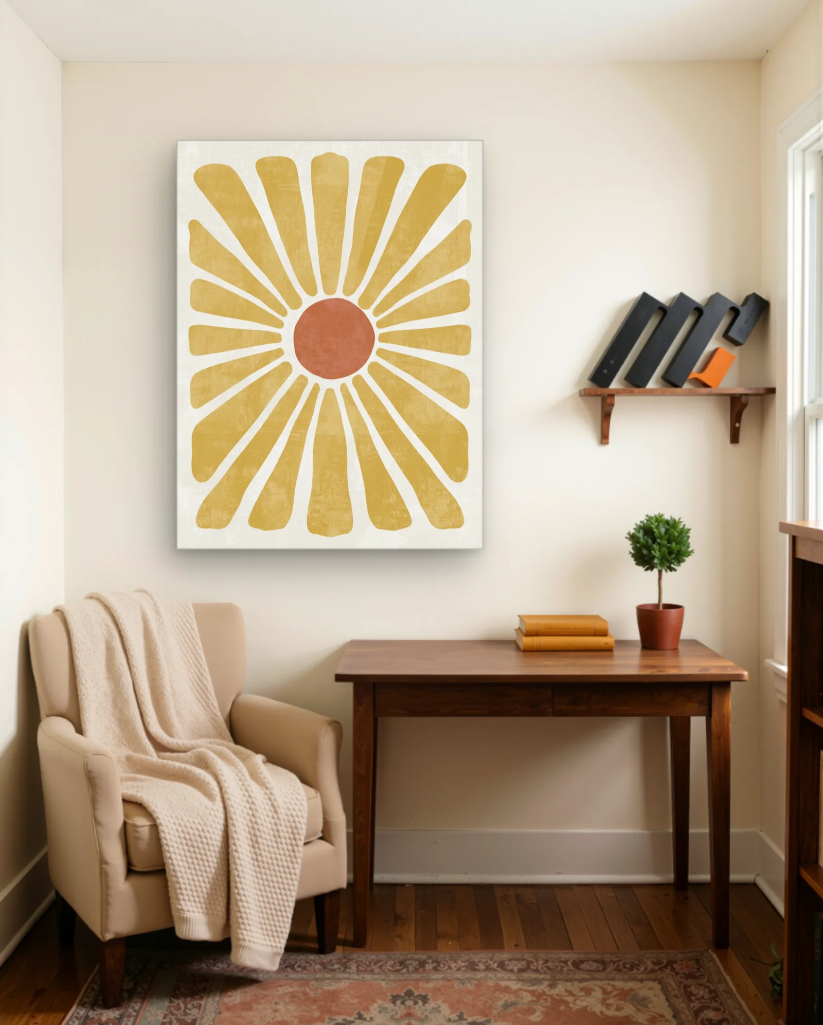 Sunburst Terracotta Center Wall Art — framed wall art poster by Memocult
