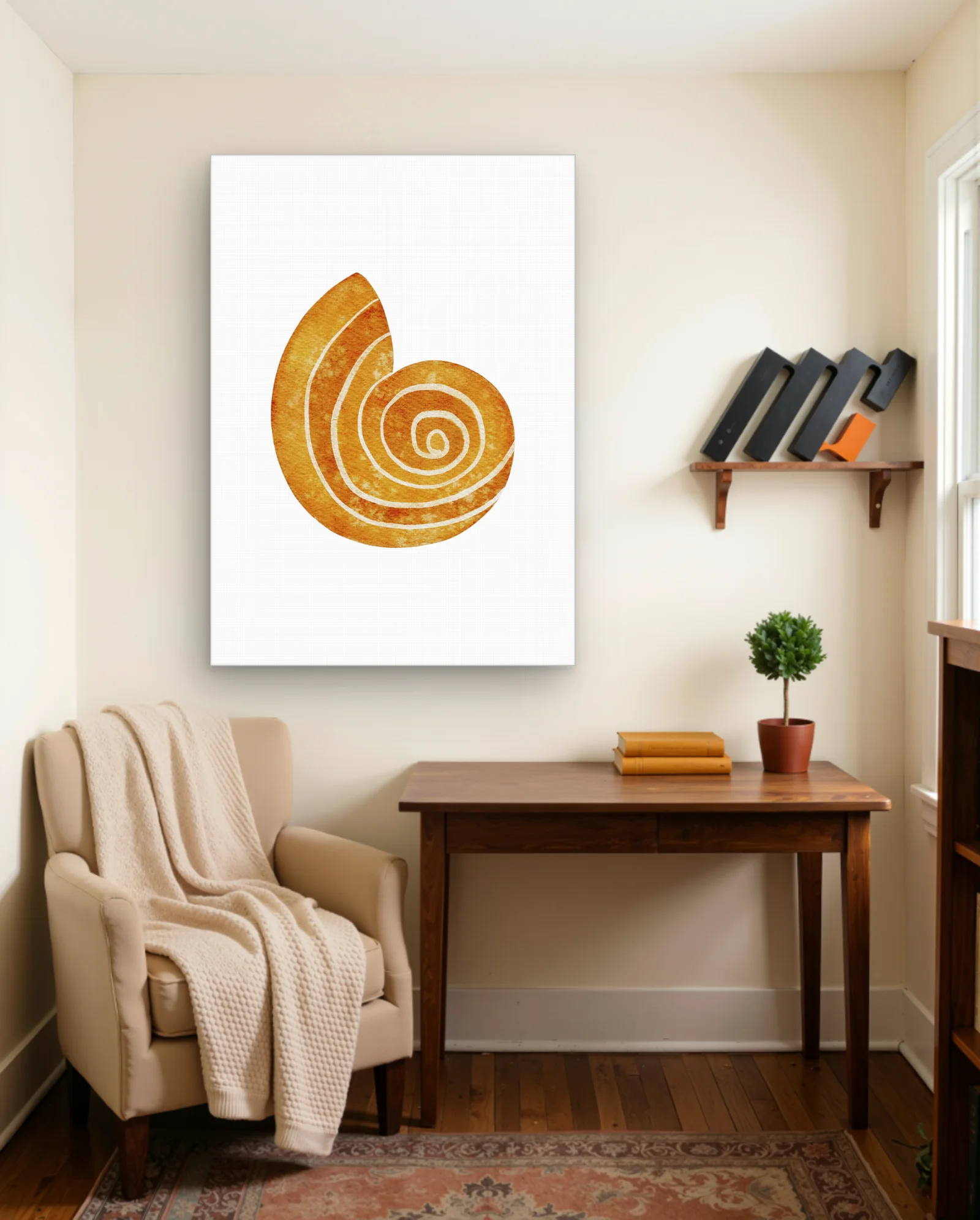 Golden Spiral Shell Wall Art — Modern Digital Art abstract & modern wall art poster