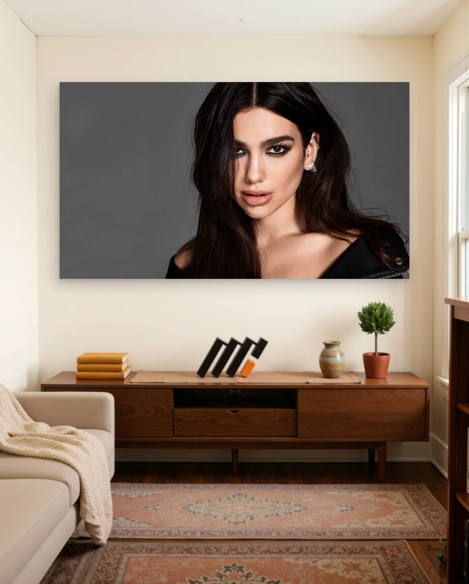 Dua Lipa Smoky Eye Poster — framed wall art poster by Memocult