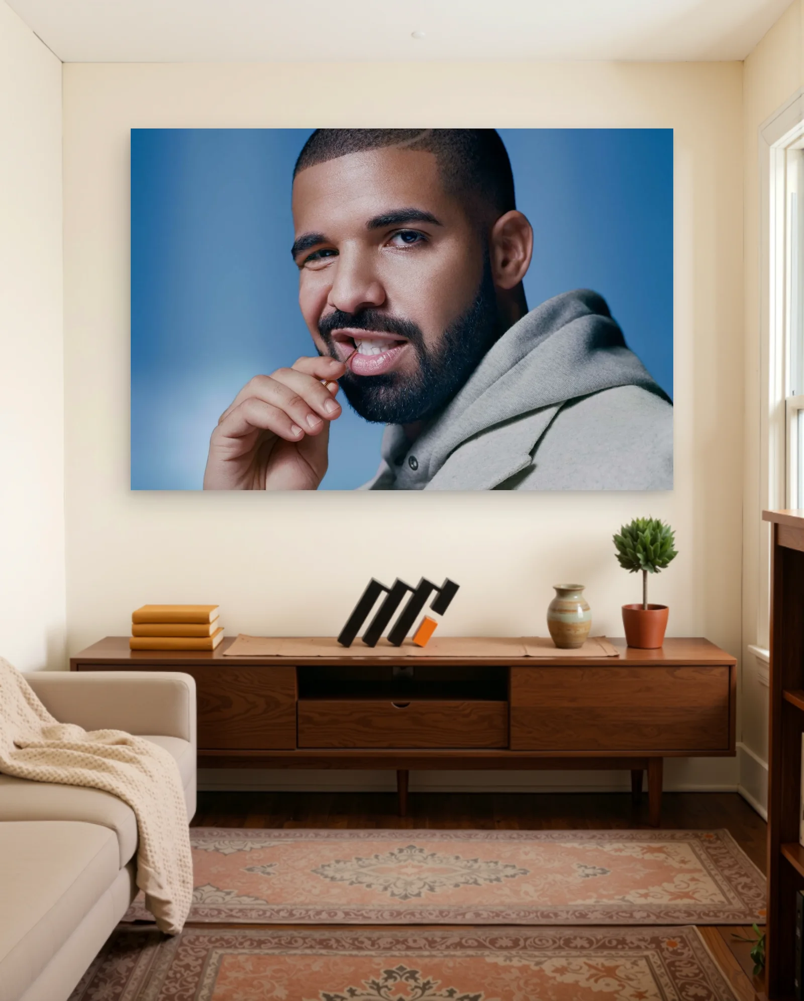 Drake Toothpick Blue Poster — framed wall art poster by Memocult