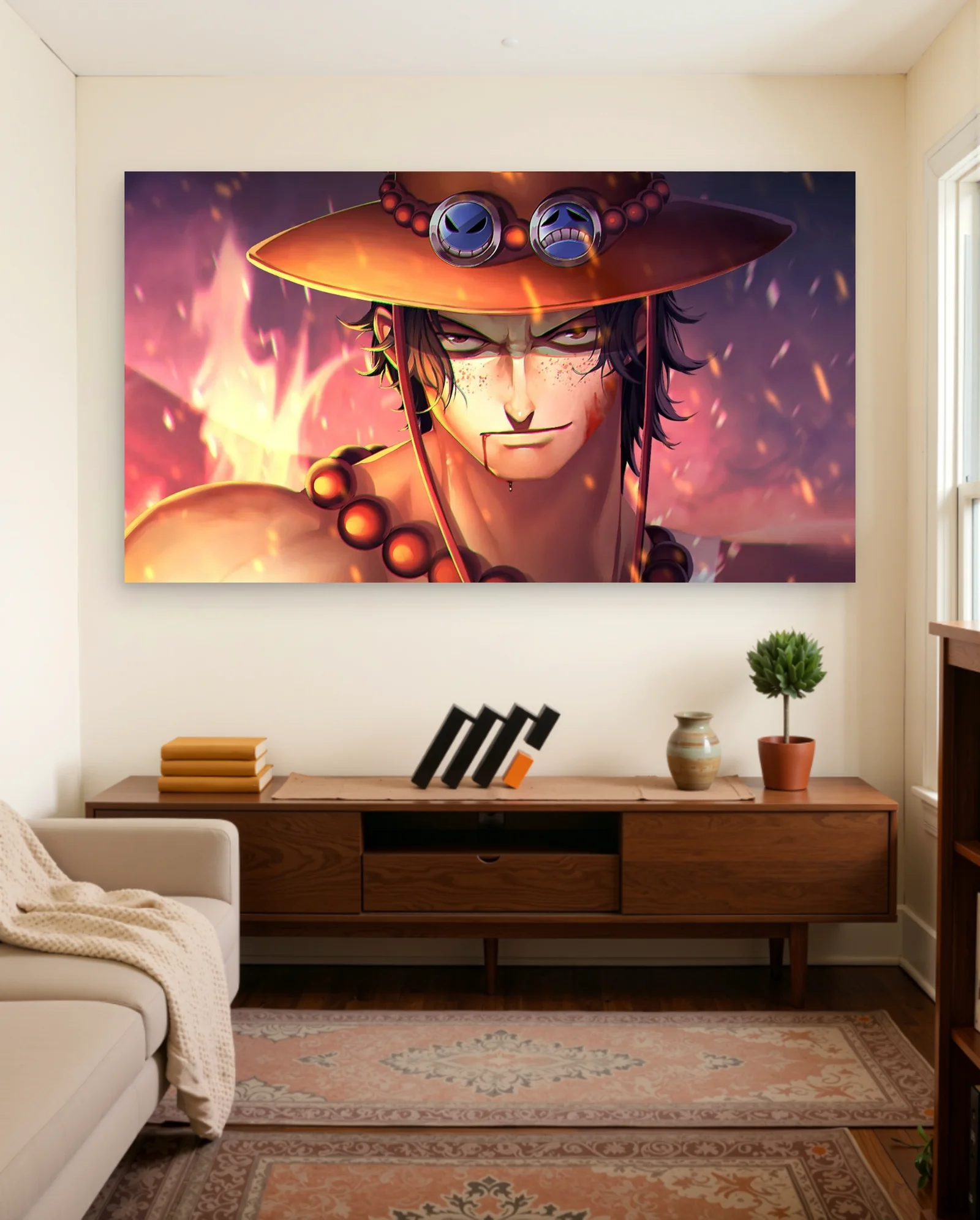 Portgas D Ace Intense Gaze Poster — framed wall art poster by Memocult