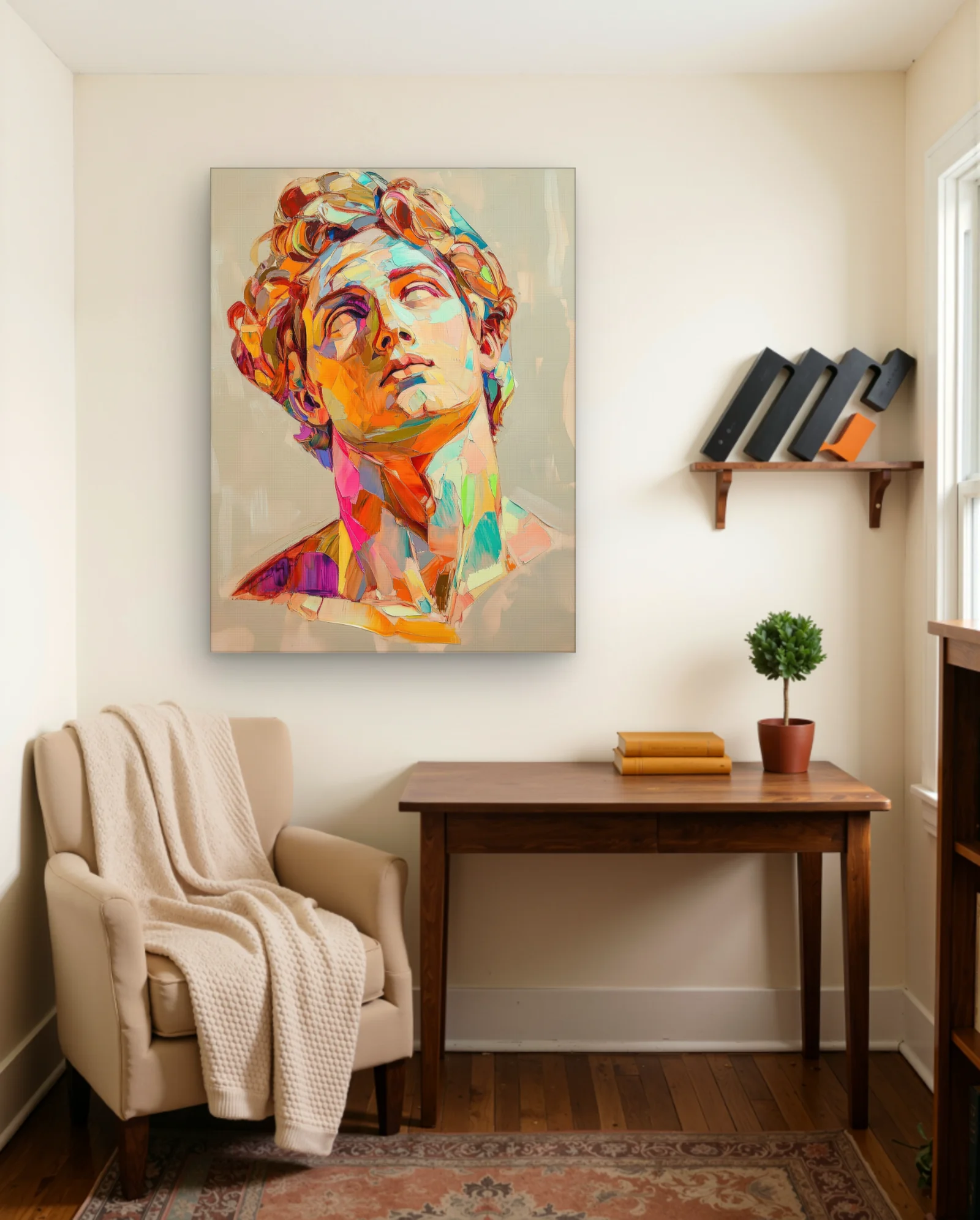 Color Block Bust Upward Gaze Wall Art — framed wall art poster by Memocult