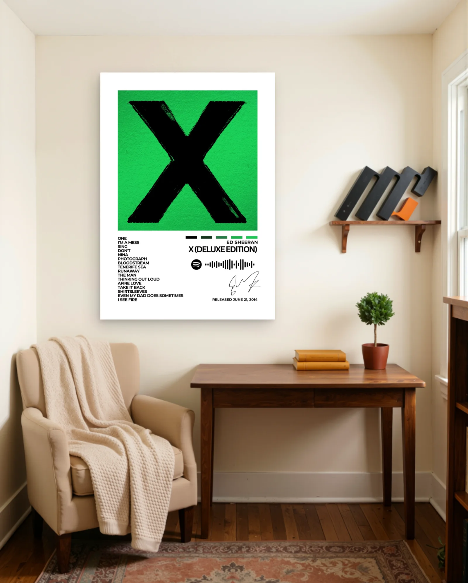 Ed Sheeran X Poster — framed wall art poster by Memocult