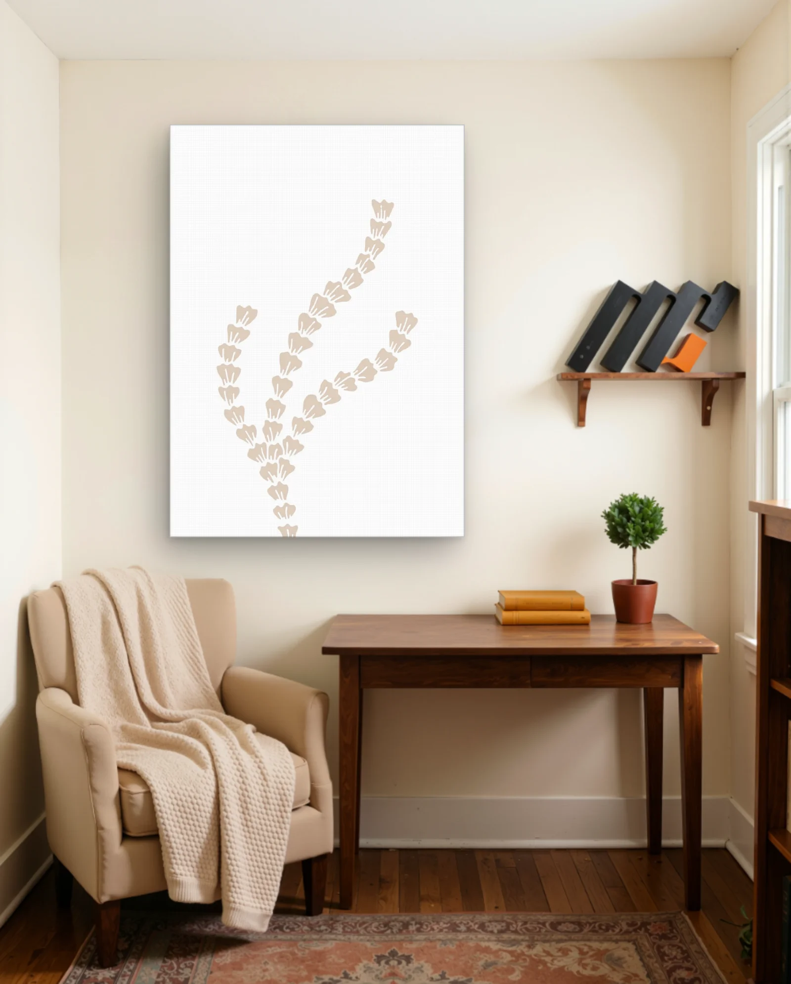 Beige Petal Trails Botanical Wall Art — Modern Digital Art abstract & modern wall art poster