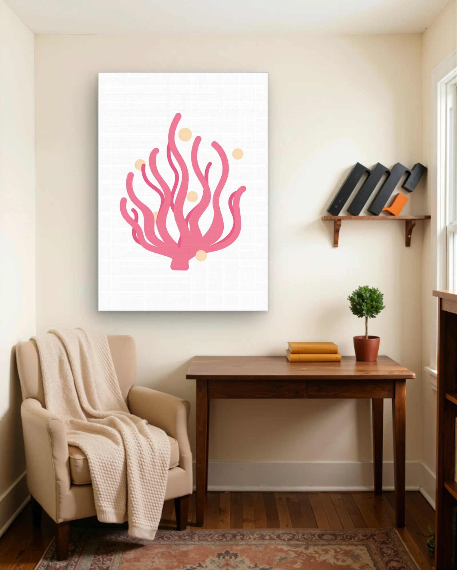 Pink Sea Anemone With Bubbles Wall Art — Abstract abstract & modern wall art poster