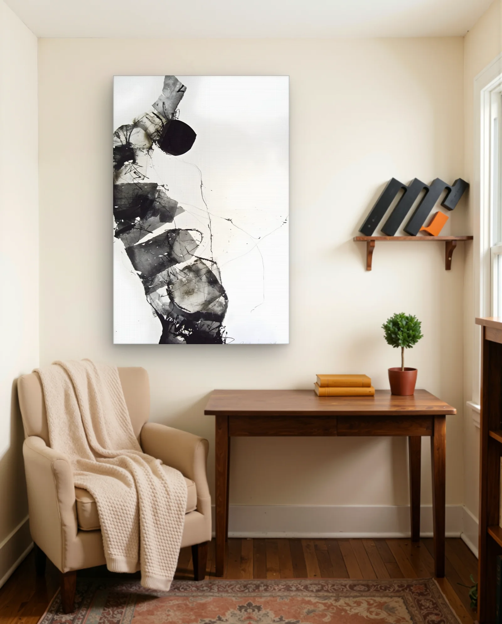 Black Ink Wash Shapes And Lines Wall Art — framed wall art poster by Memocult