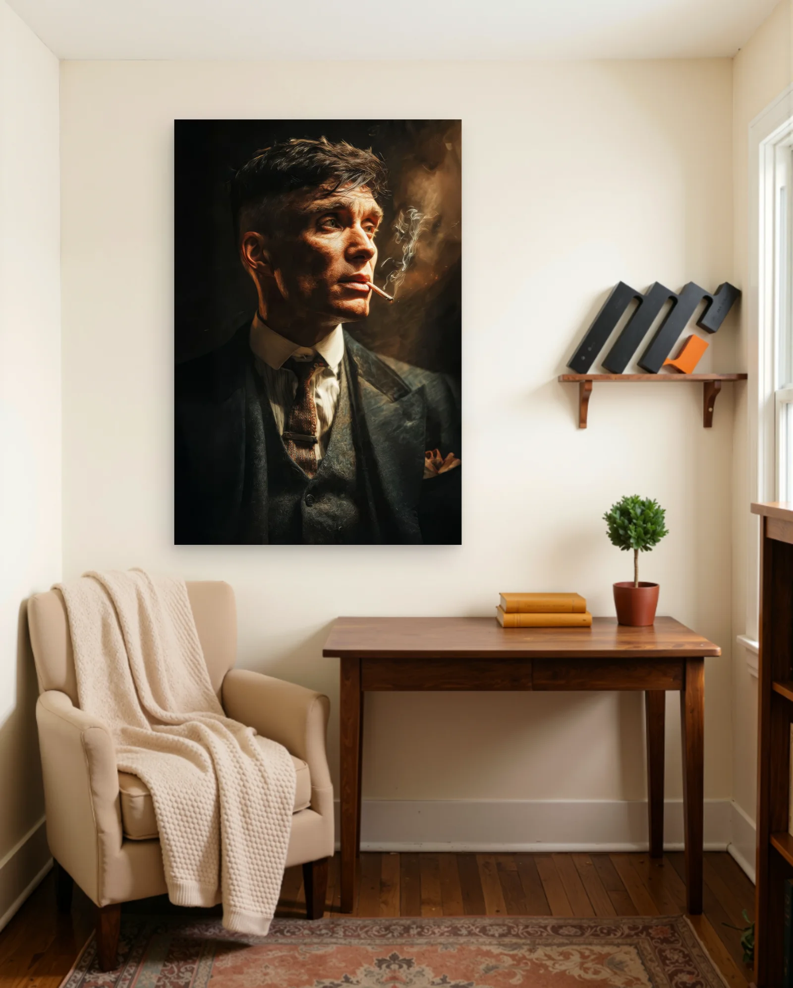 Thomas Shelby Smoking Poster — framed wall art poster by Memocult