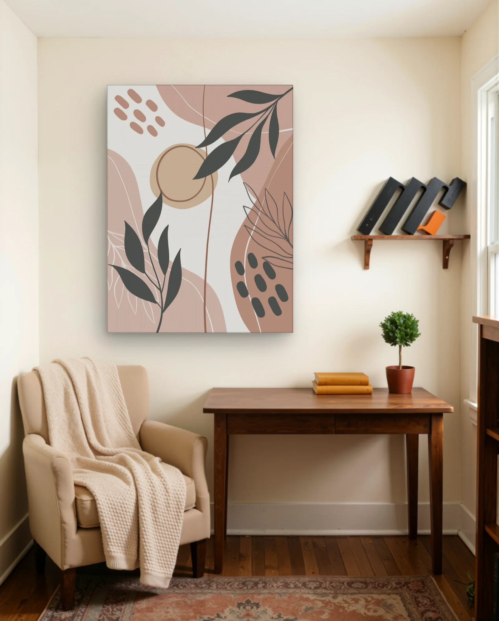 Muted Terracotta Botanical Leaves Wall Art — framed wall art poster by Memocult