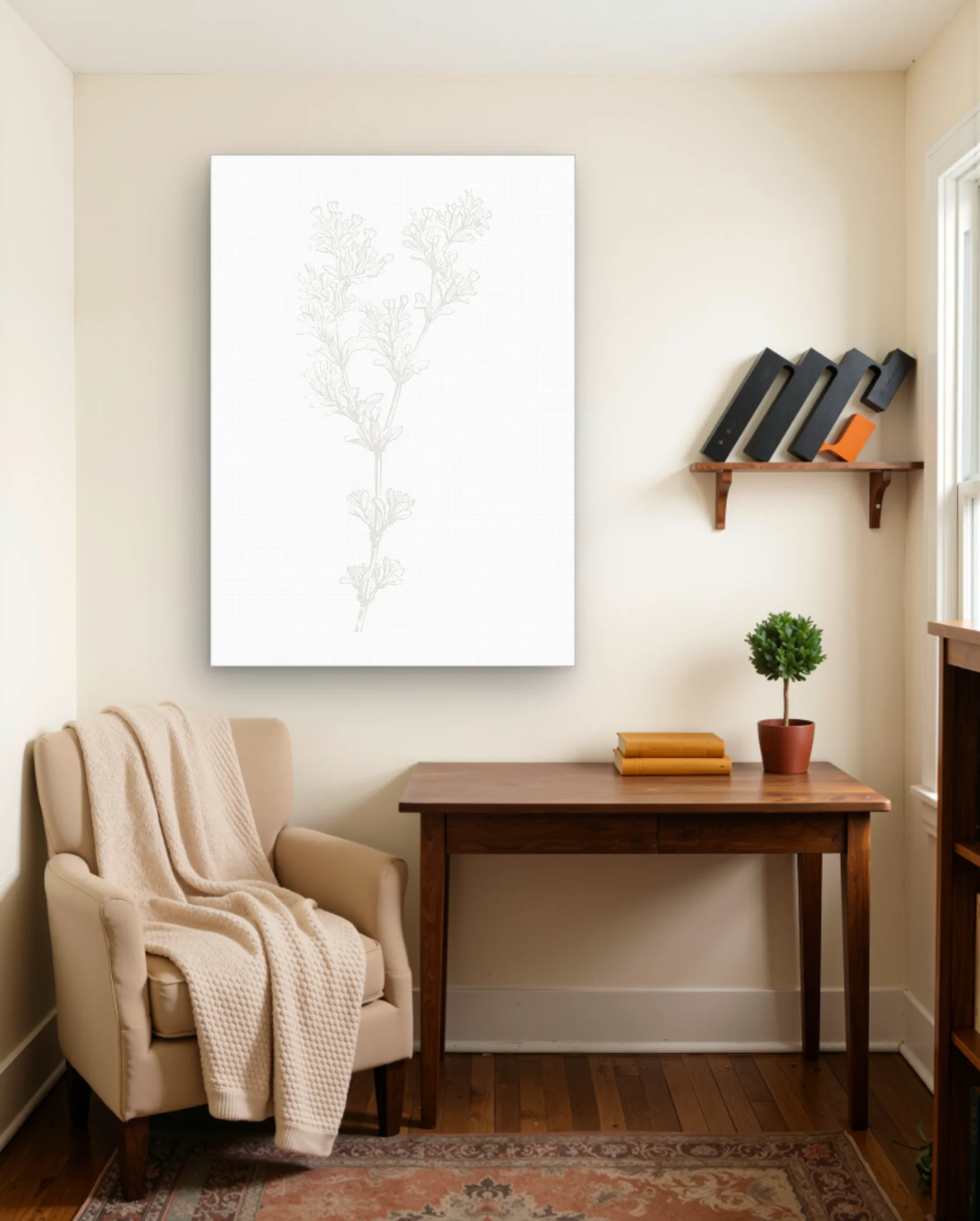 Pale Lavender Stem Line Art Wall Art — Modern Digital Art abstract & modern wall art poster