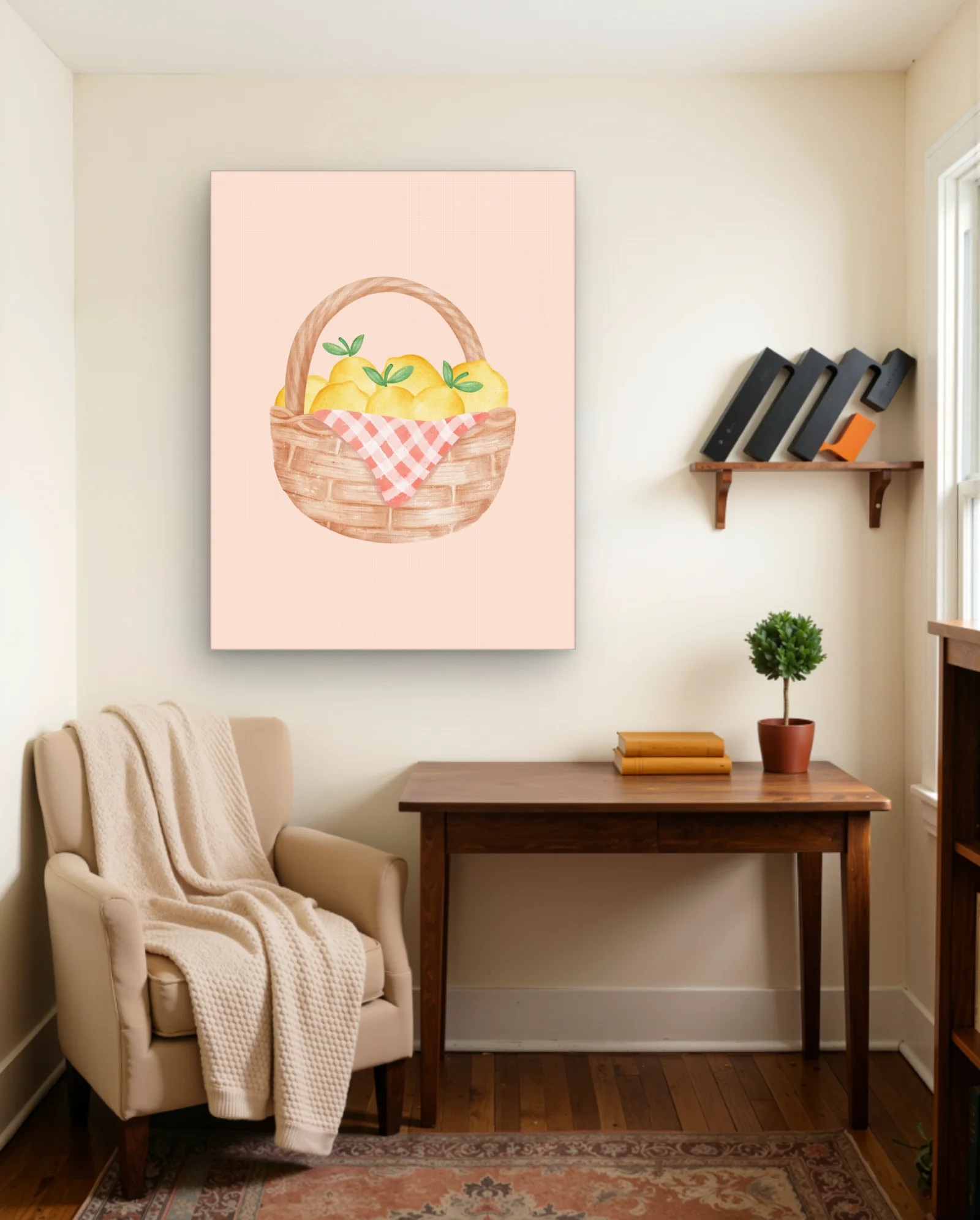 Lemon Picnic Basket Gingham Wall Art — Modern Digital Art abstract & modern wall art poster