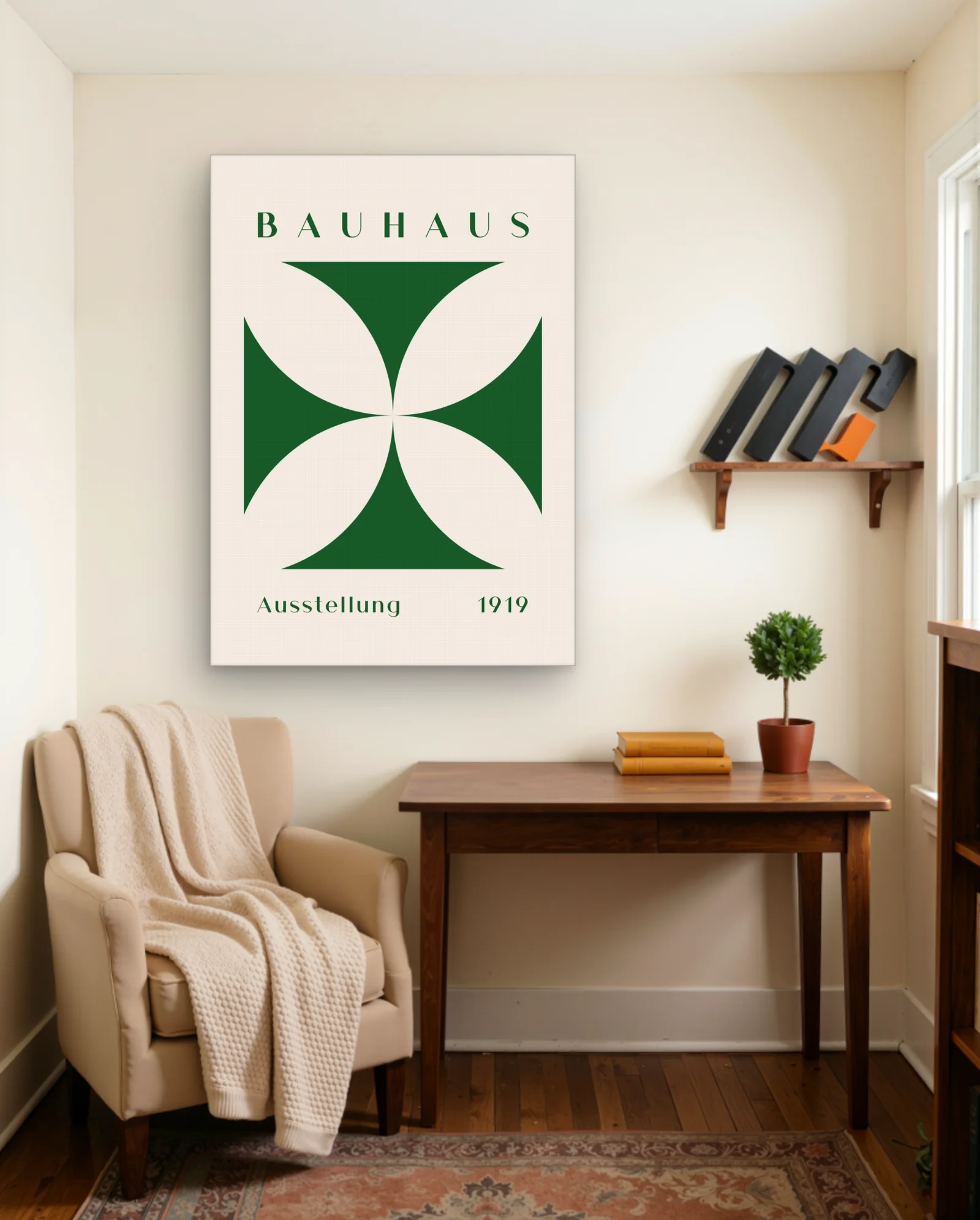 Bauhaus Ausstellung 1919 Green Wall Art — framed wall art poster by Memocult