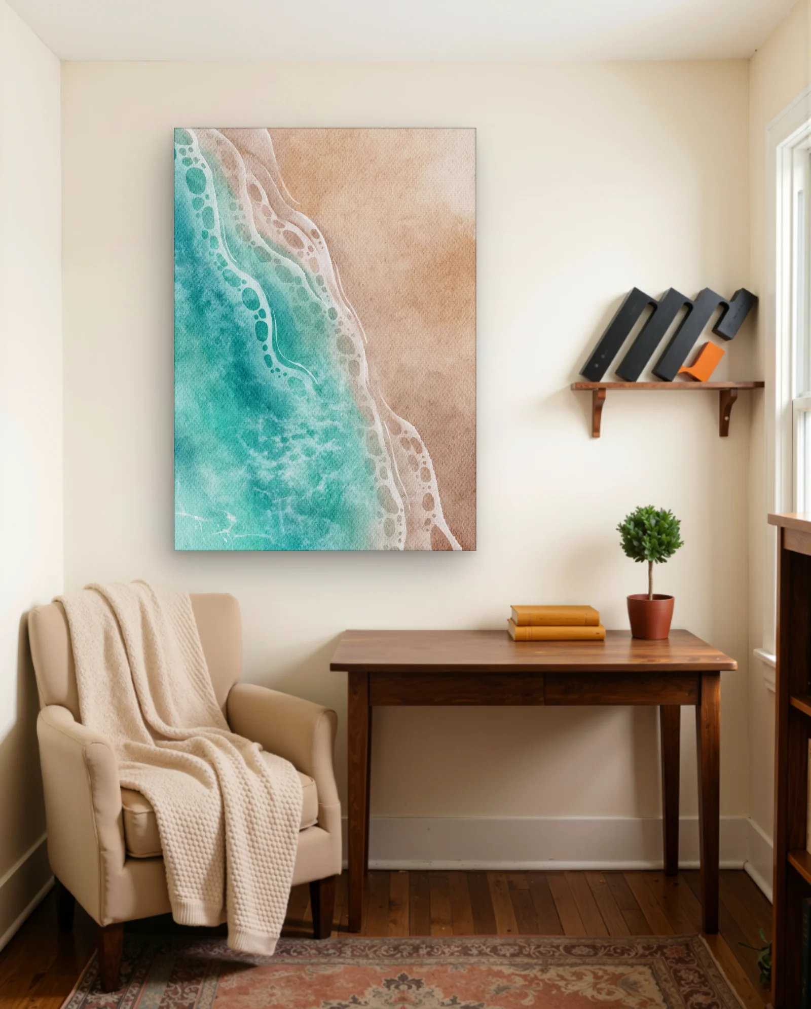 Turquoise Water Beach Waves Wall Art — Abstract abstract & modern wall art poster