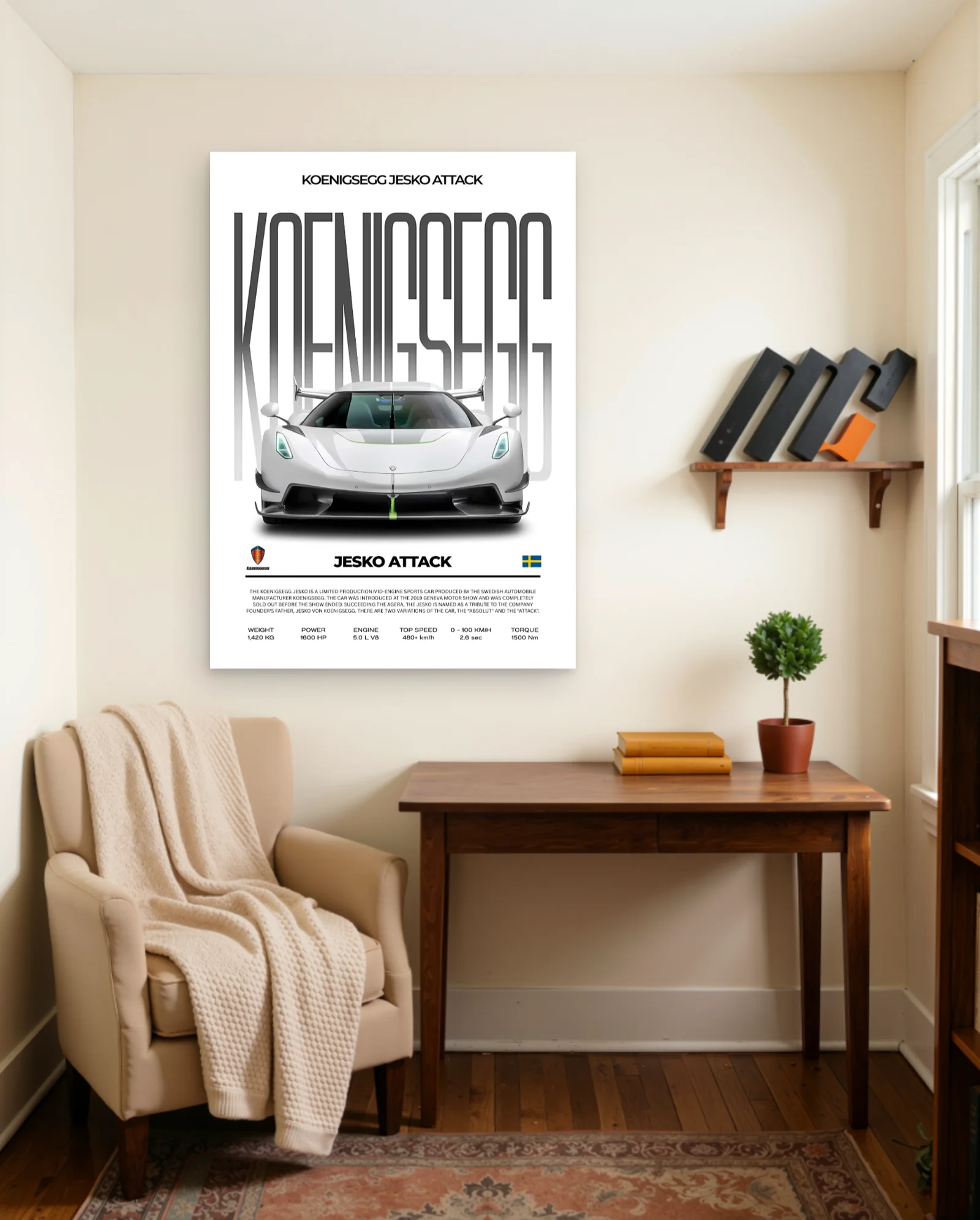 Koenigsegg Jesko Attack Poster — framed wall art poster by Memocult