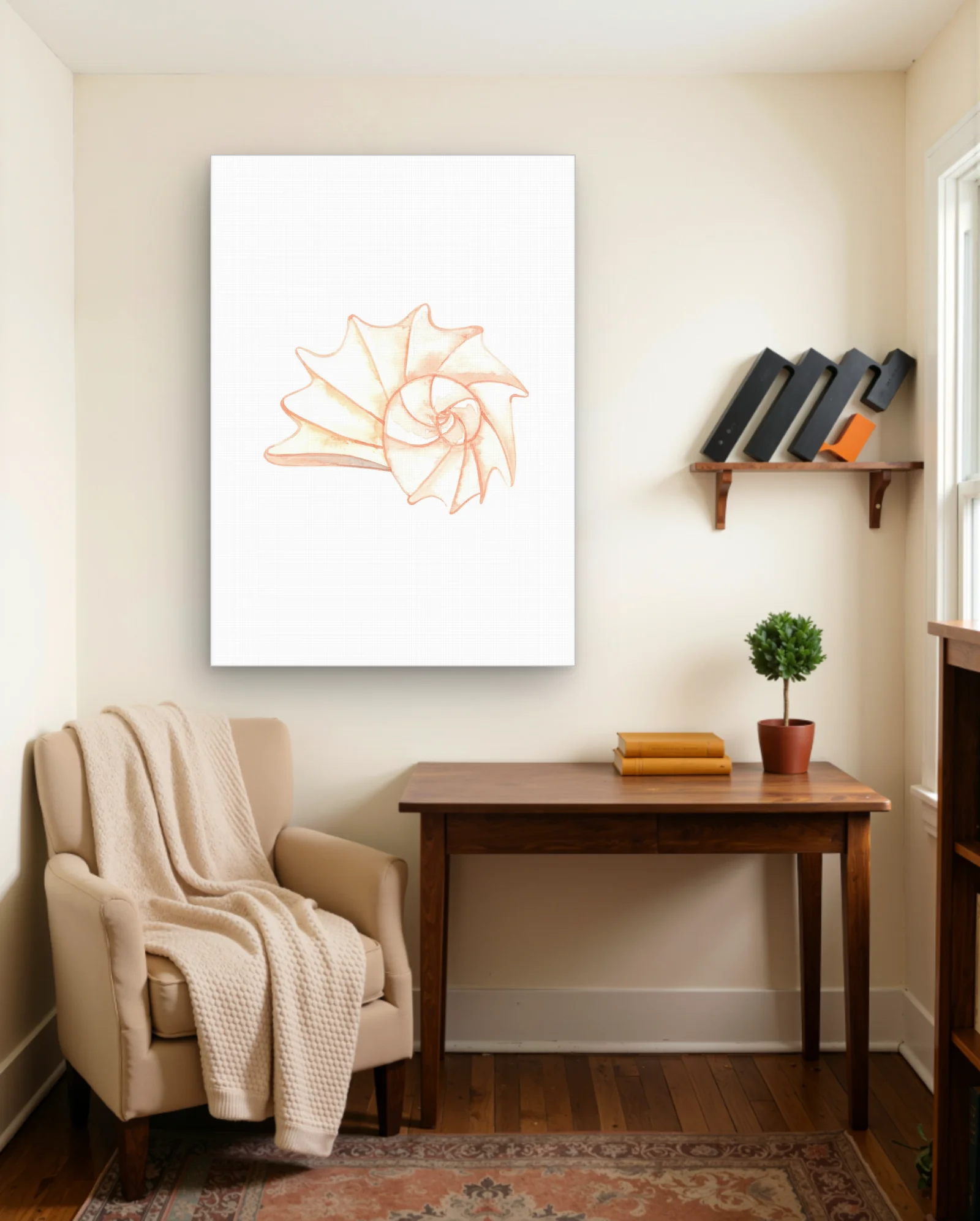 Nautilus Shell Soft Coral Wall Art — framed wall art poster by Memocult