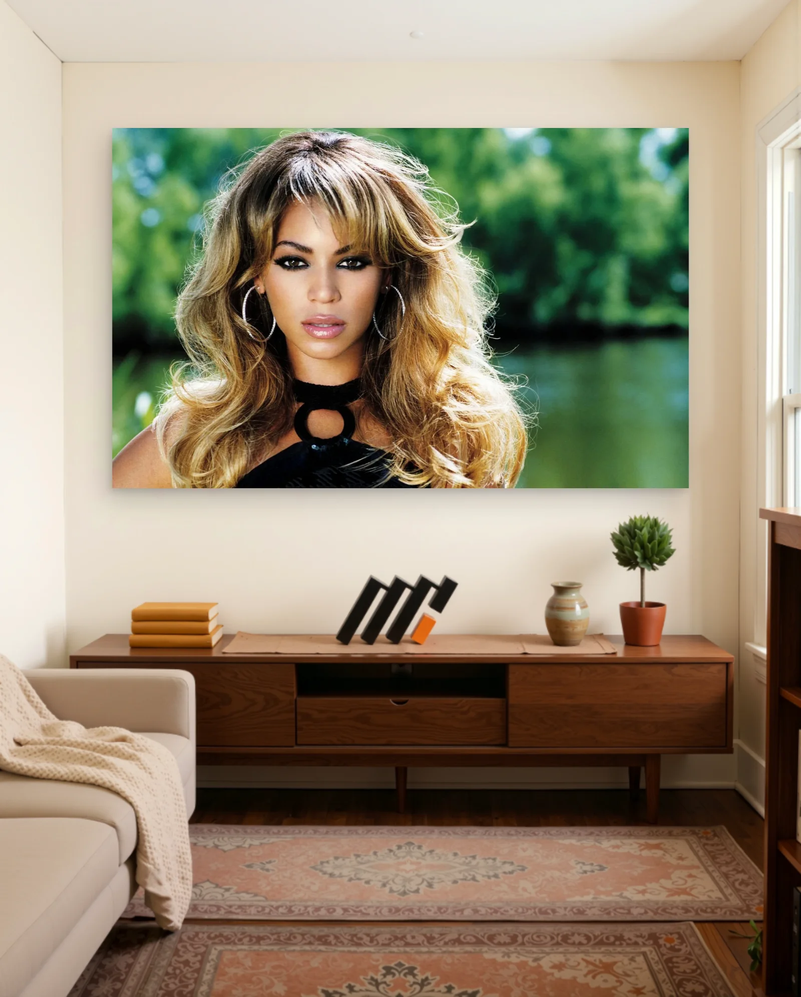 Beyoncé Hoop Earrings Poster — framed wall art poster by Memocult