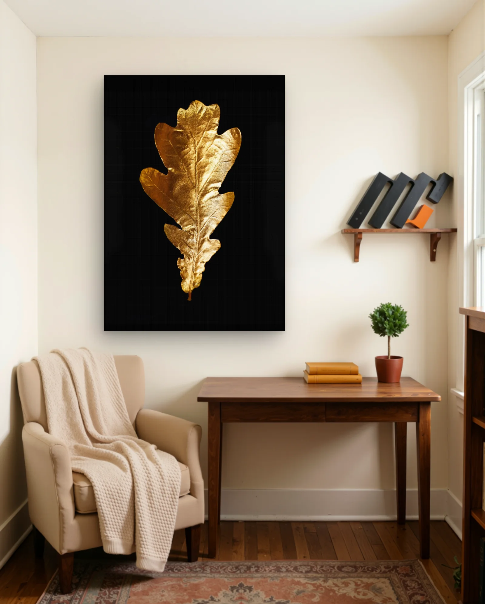 Gold Oak Leaf Wall Art — Modern Digital Art abstract & modern wall art poster