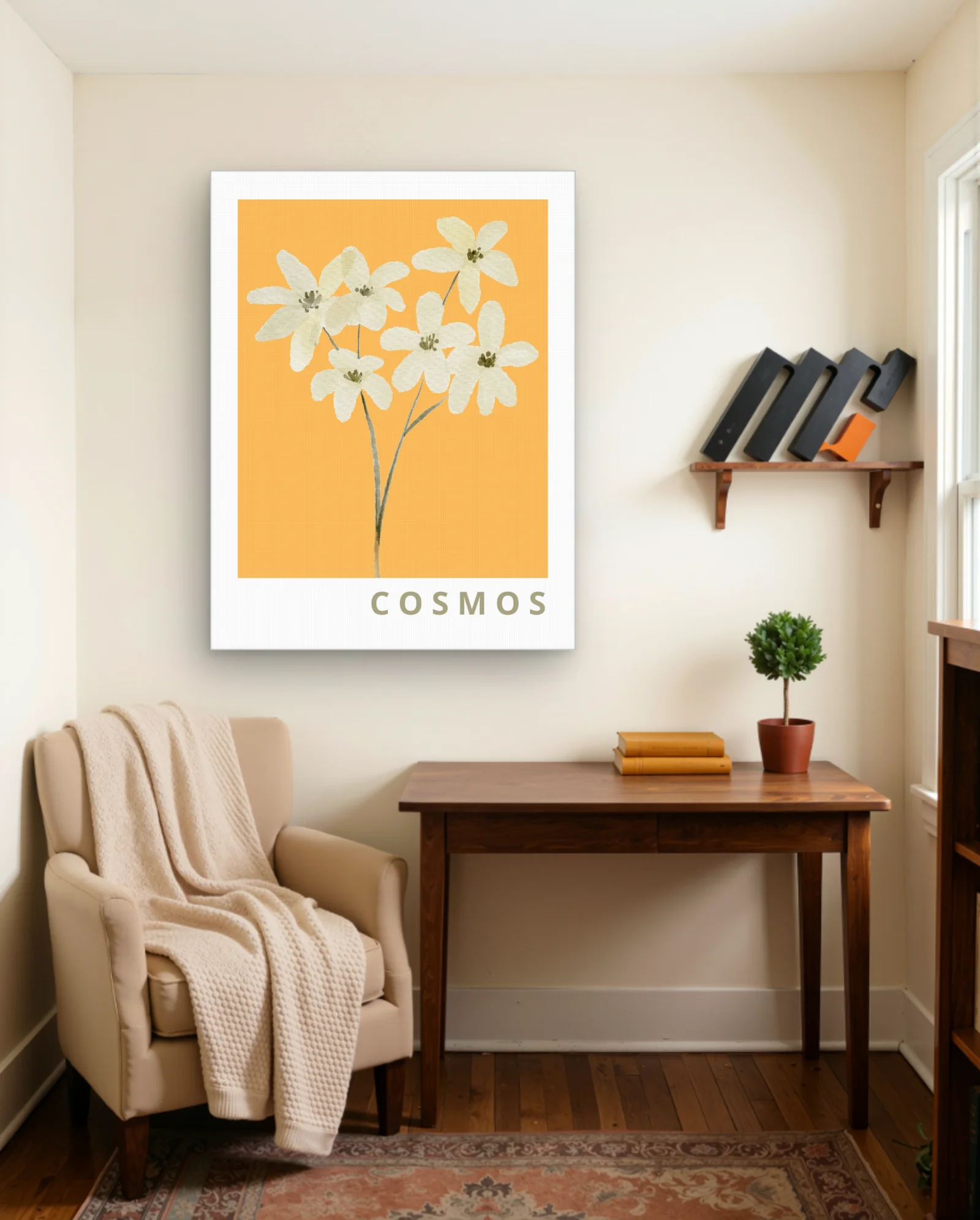 Cosmos Flowers Wall Art — framed wall art poster by Memocult