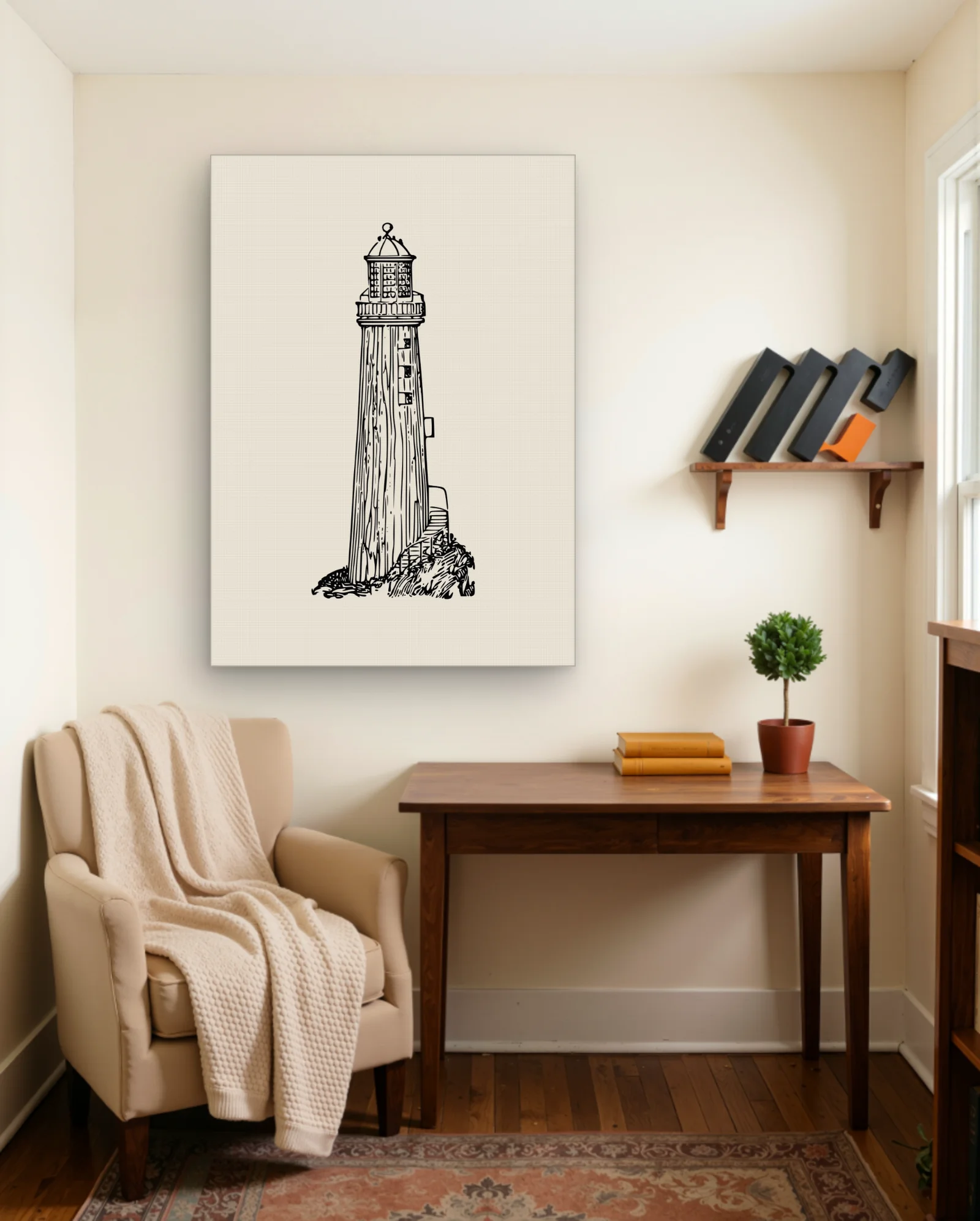 Tall Lantern Tower Sketch Wall Art — framed wall art poster by Memocult