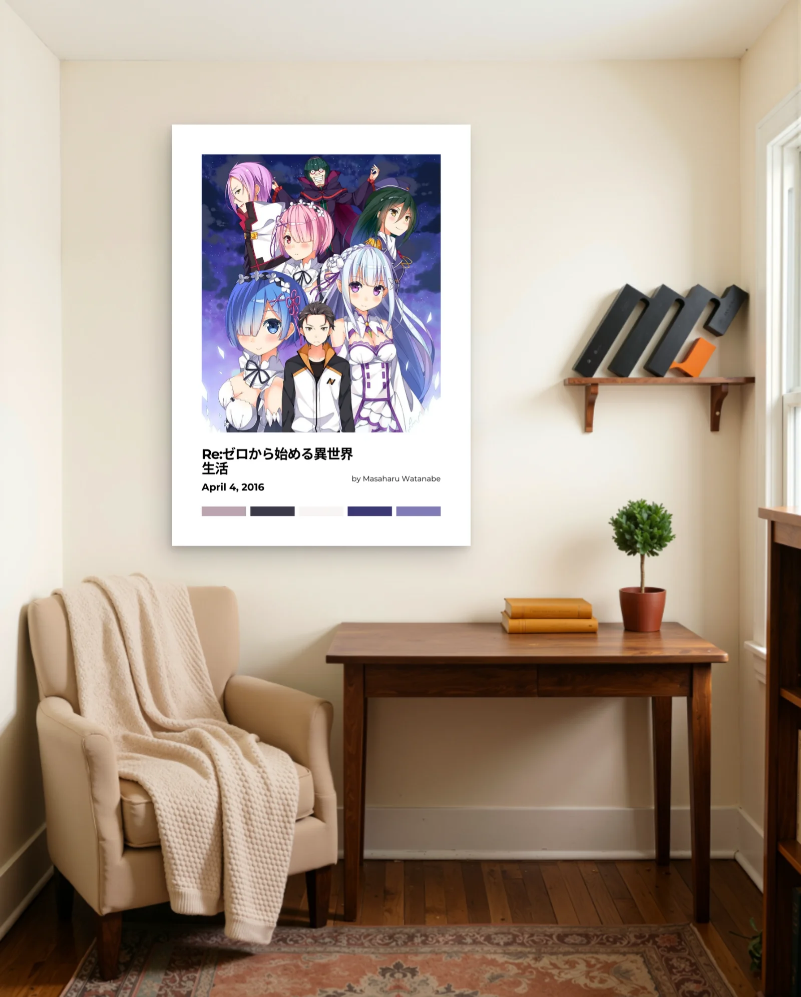 Re:Zero Characters Poster — framed wall art poster by Memocult