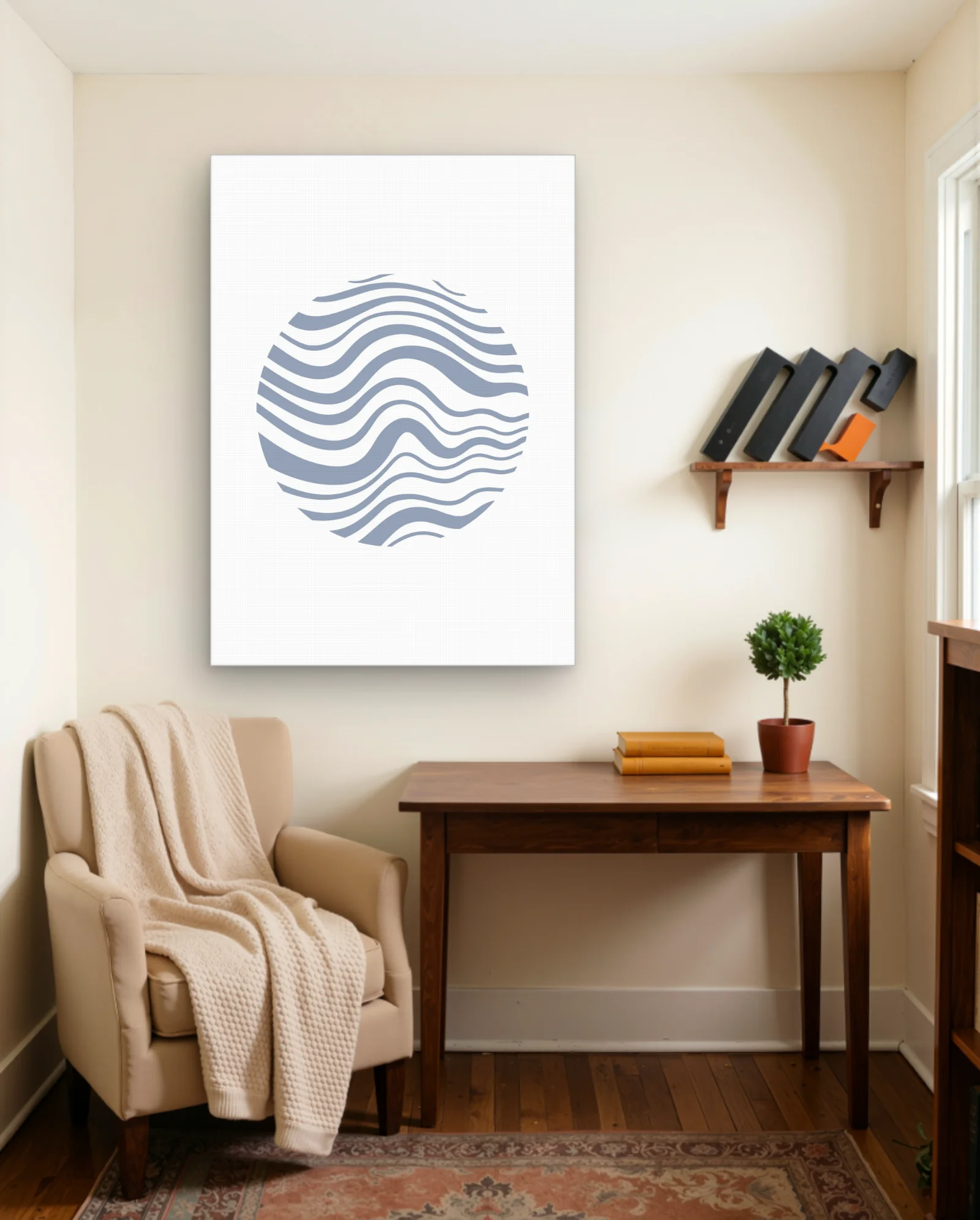 Blue Wavy Circle Wall Art — Abstract abstract & modern wall art poster