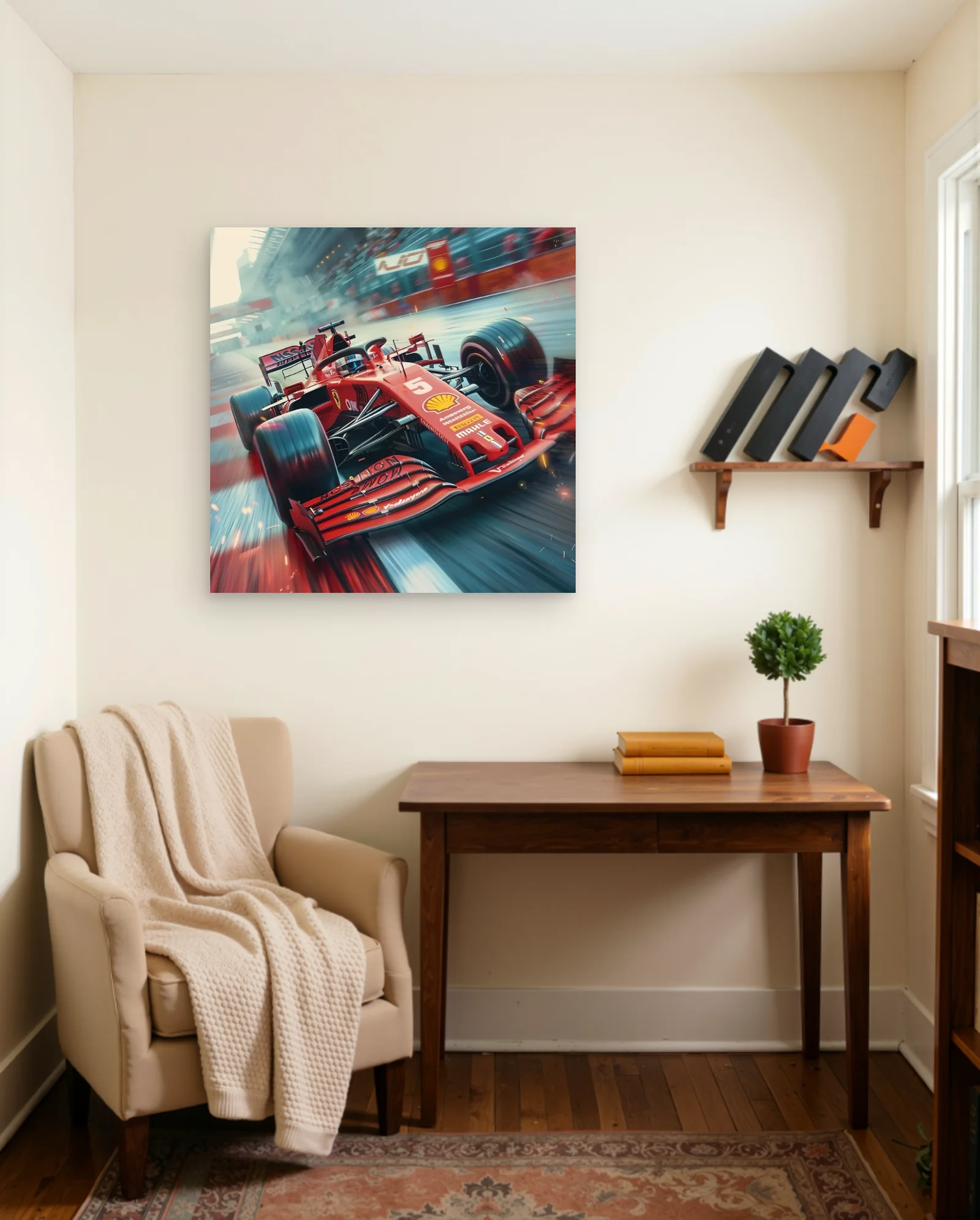 Scuderia Ferrari F1 Car Number 5 Poster — framed wall art poster by Memocult