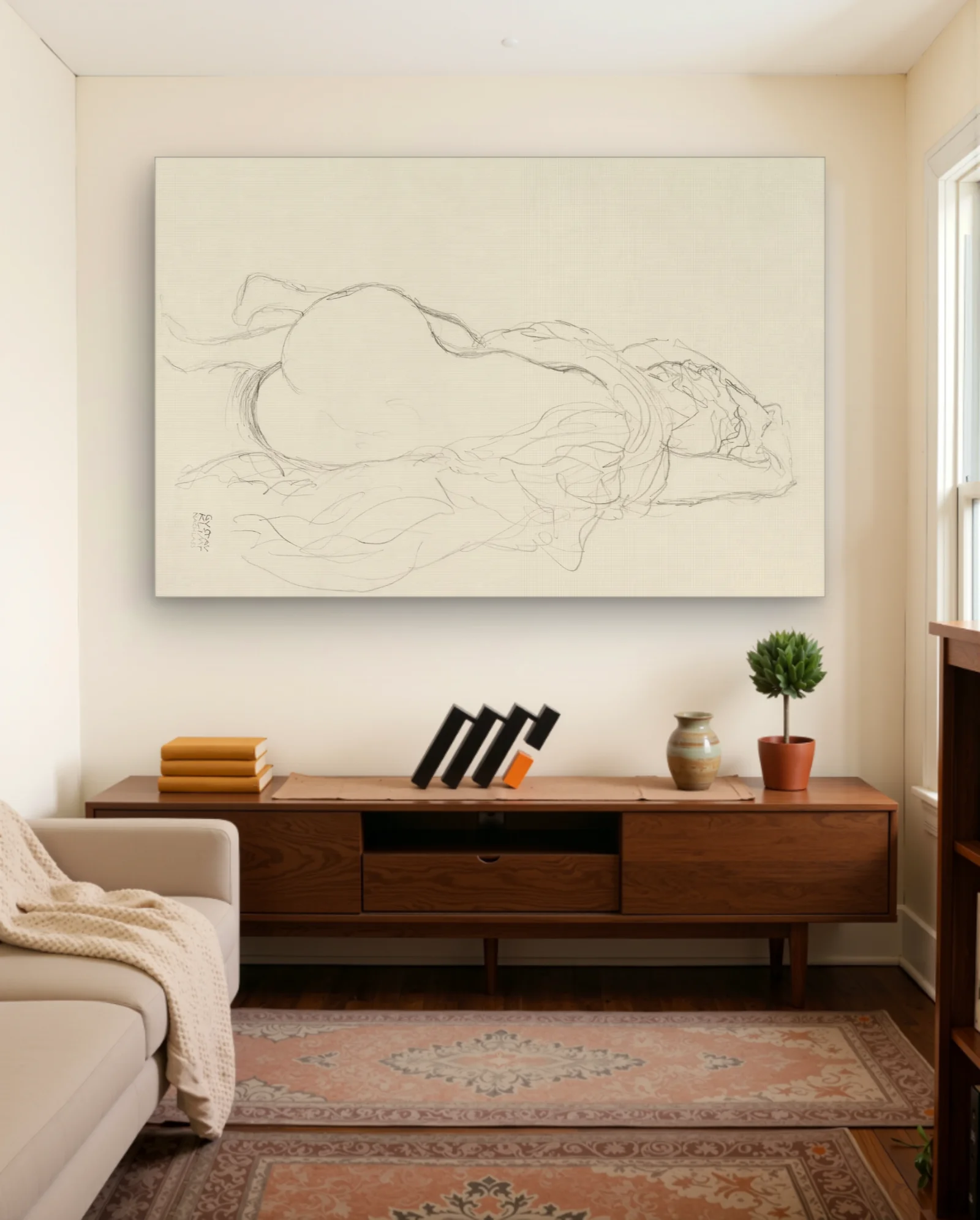 Gustav Klimt Reclining Nude Sketch Art Print — Art Nouveau art nouveau & deco wall art poster