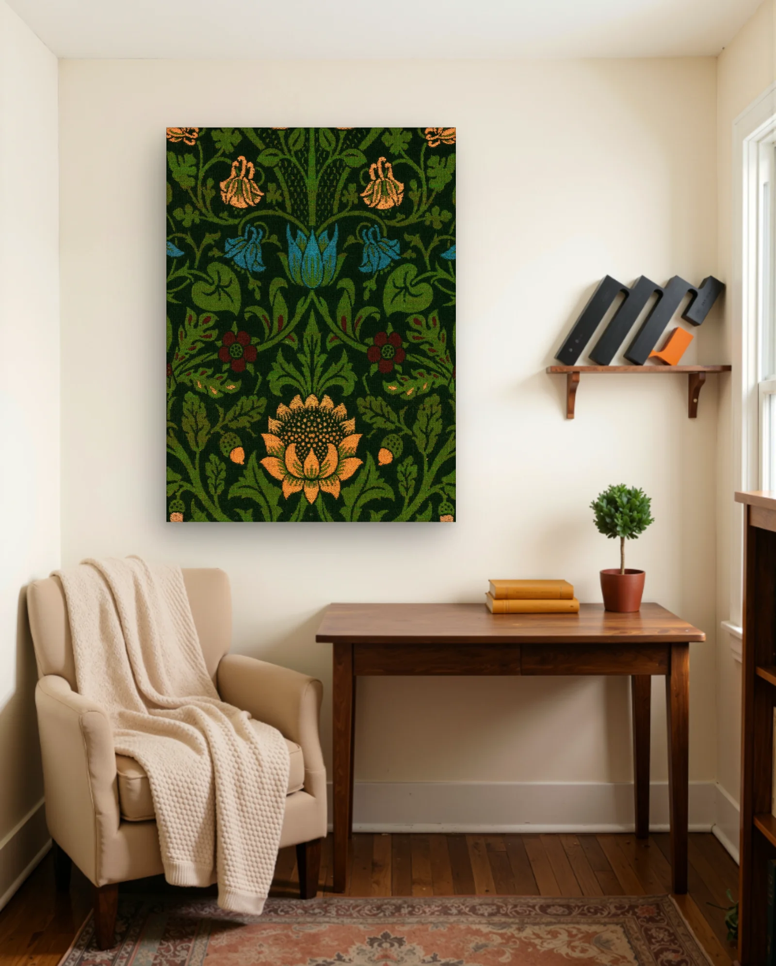 William Morris Violet Columbine Pattern Art Print — framed wall art poster by Memocult
