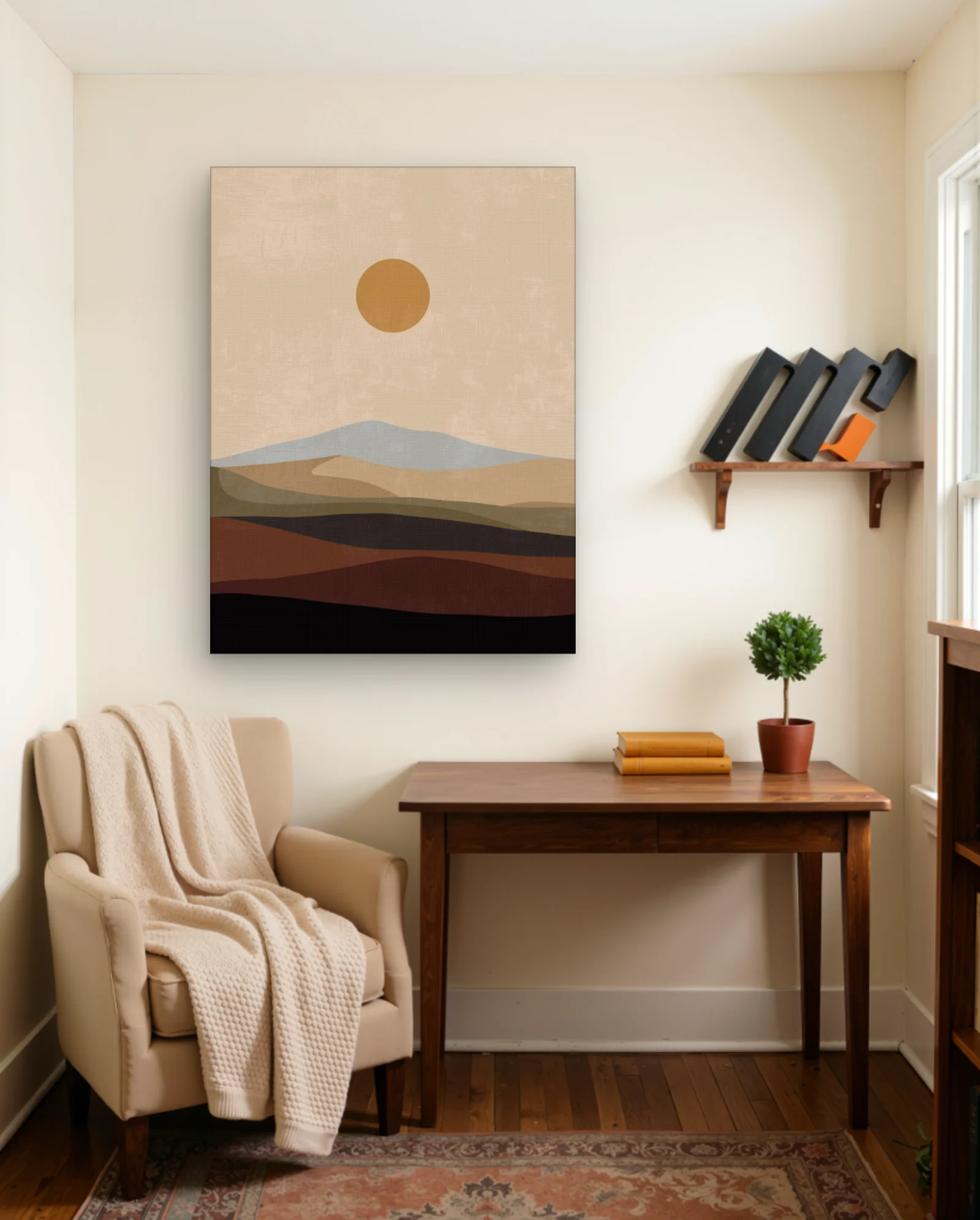 Layered Desert Sunrise Wall Art — framed wall art poster by Memocult