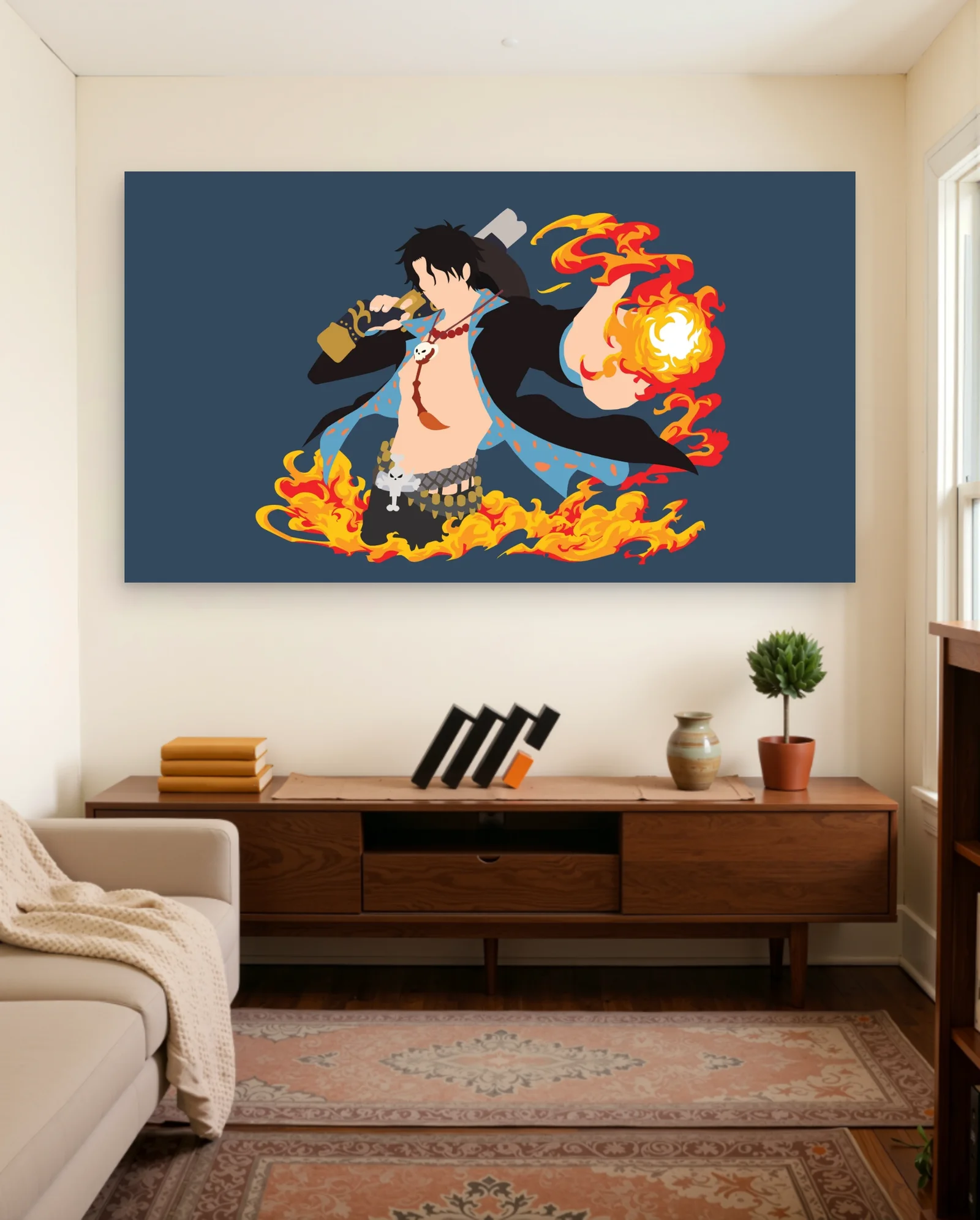 Portgas D Ace Fire Fist Poster — framed wall art poster by Memocult