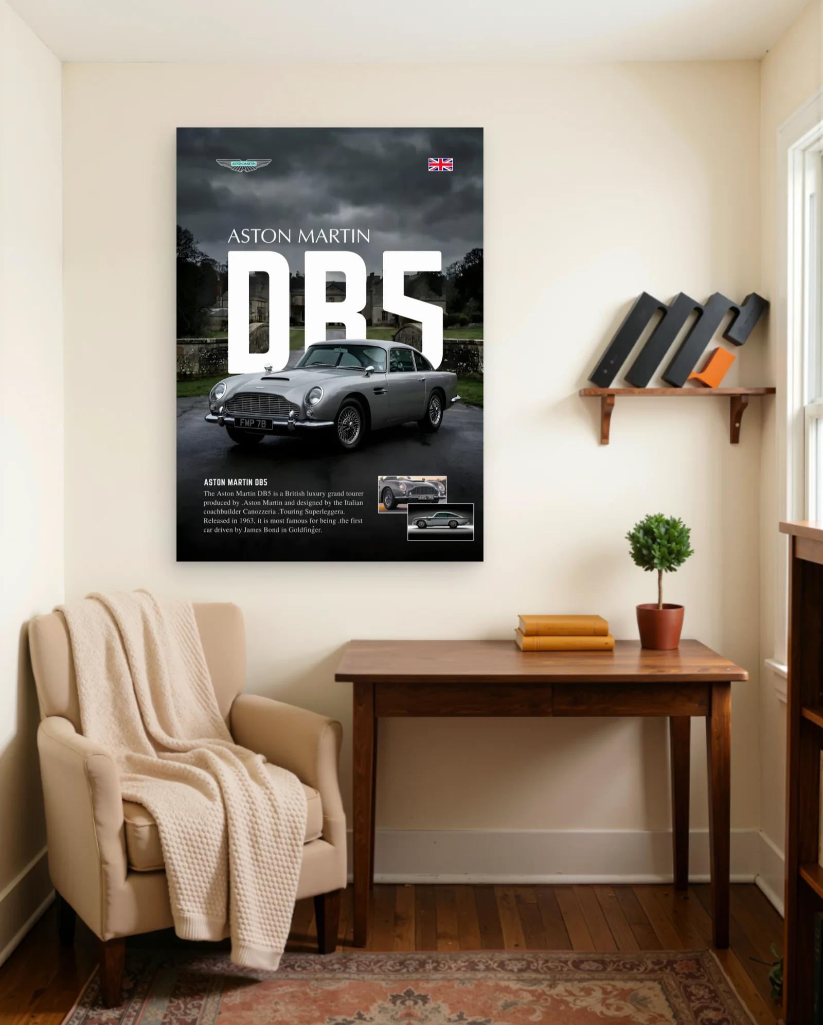 Aston Martin DB5 Poster — framed wall art poster by Memocult