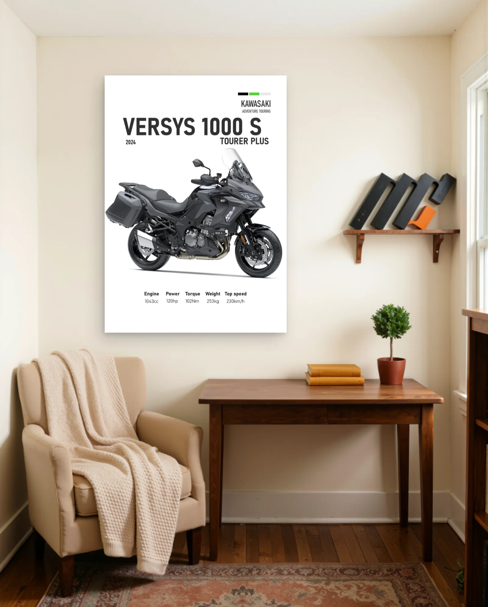 Kawasaki Versys 1000 S Tourer Plus 2024 Poster — framed wall art poster by Memocult