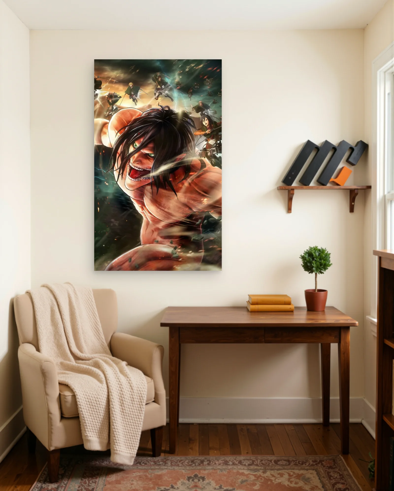Eren Yeager Titan Rage Poster — framed wall art poster by Memocult