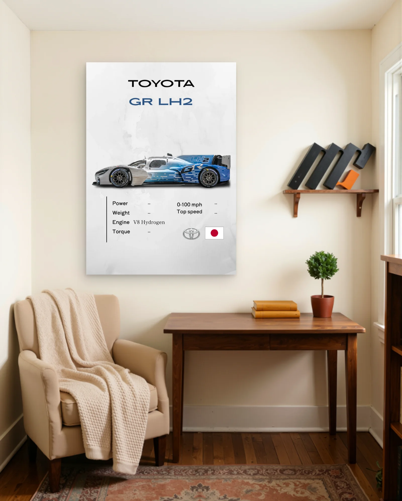 Toyota GR LH2 Hydrogen Poster — framed wall art poster by Memocult