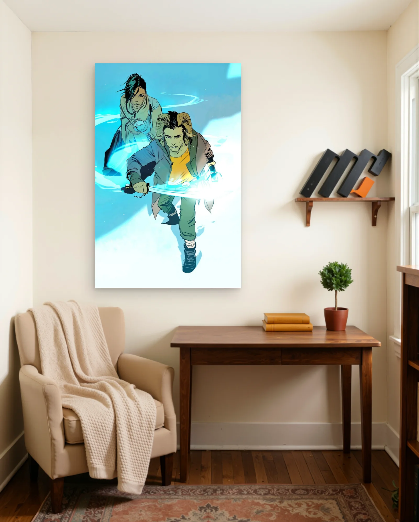 Saga Prince Robot IV And Baby Poster — framed wall art poster by Memocult