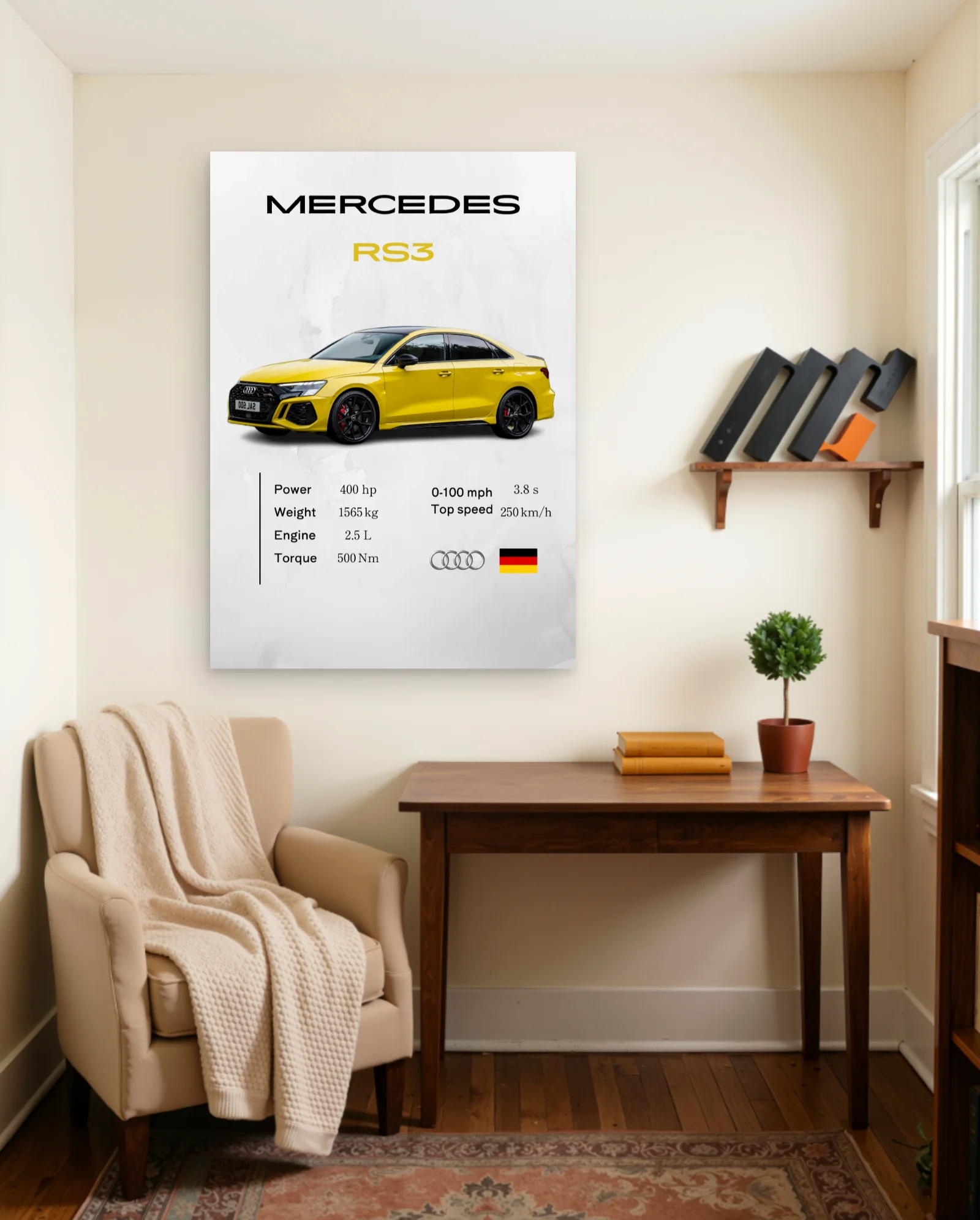 Audi RS3 Poster — framed wall art poster by Memocult