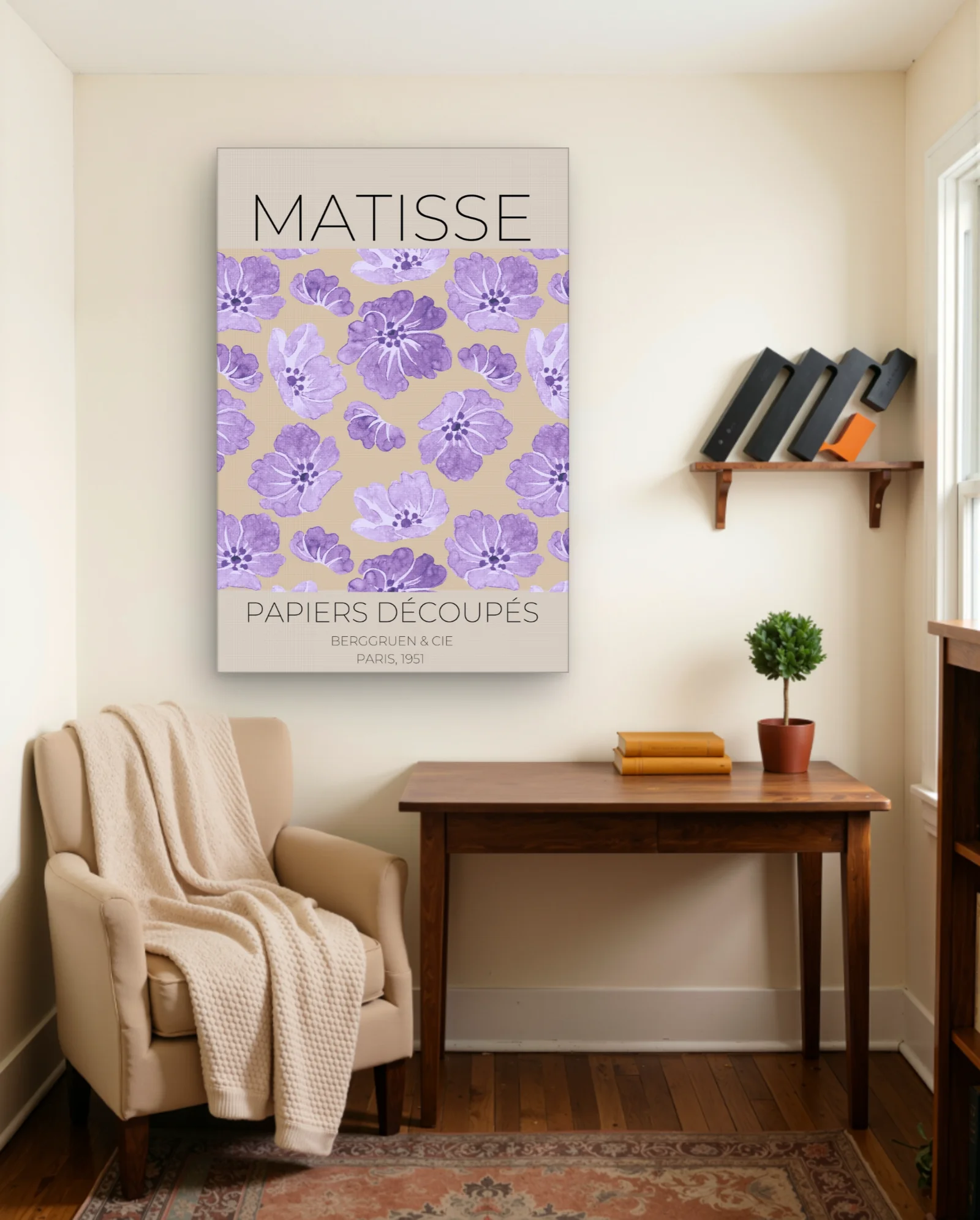 Matisse Lavender Floral Collage Wall Art — framed wall art poster by Memocult