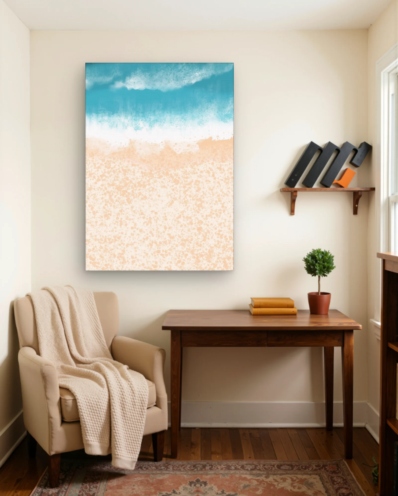 Ocean Waves On Sand Wall Art — Modern Digital Art abstract & modern wall art poster