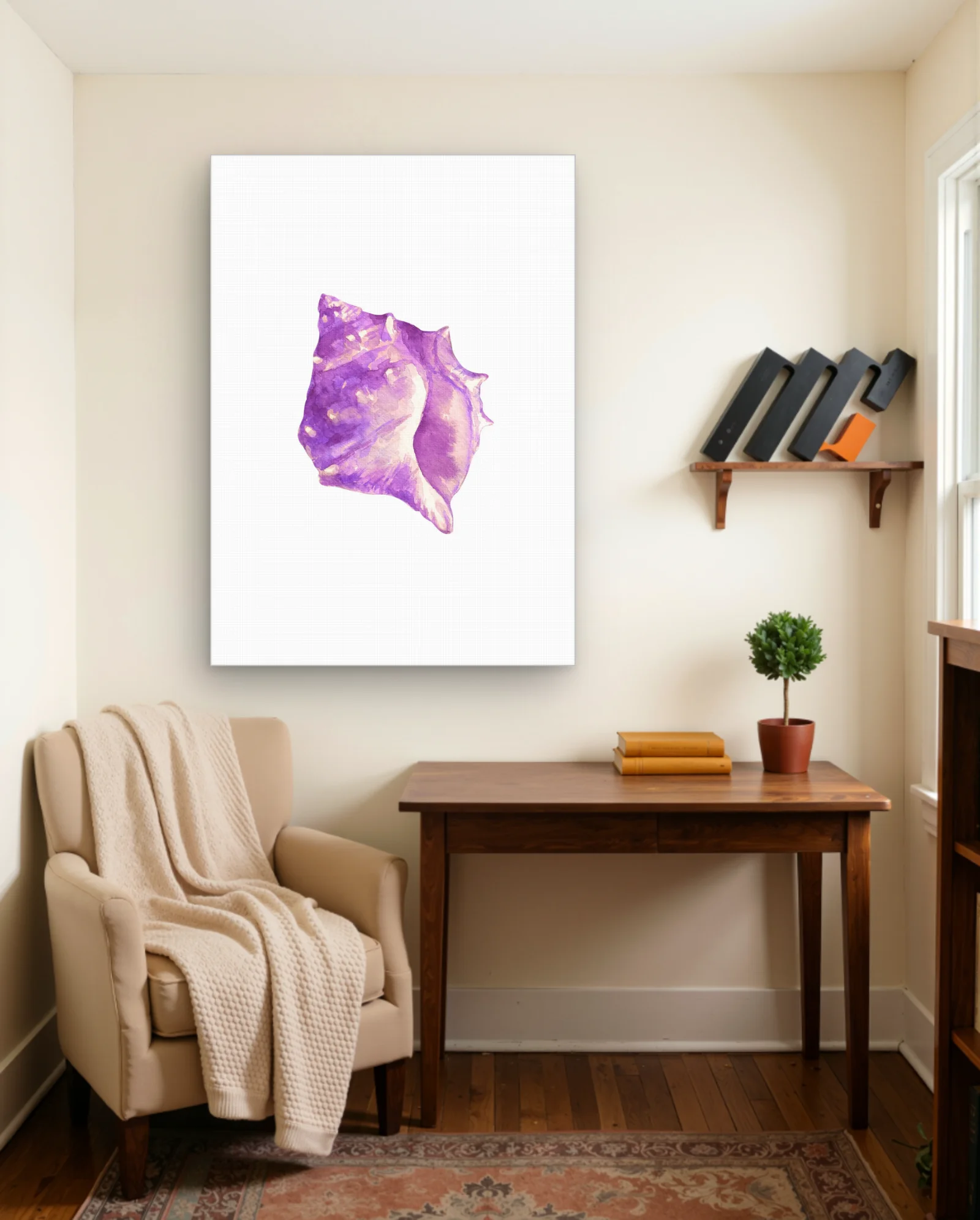 Purple Conch Shell Watercolor Wall Art — Abstract abstract & modern wall art poster