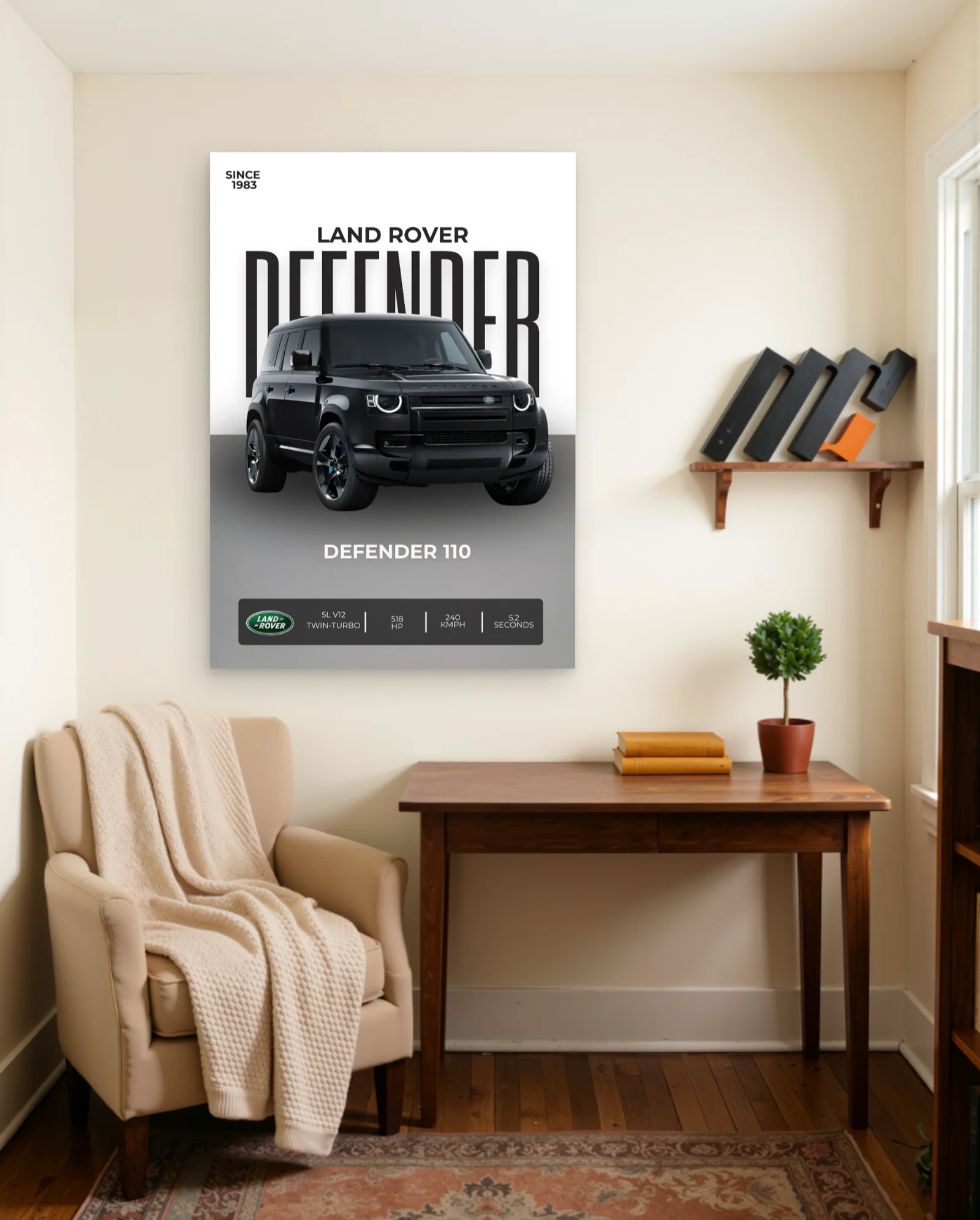 Land Rover Defender 110 Poster — framed wall art poster by Memocult