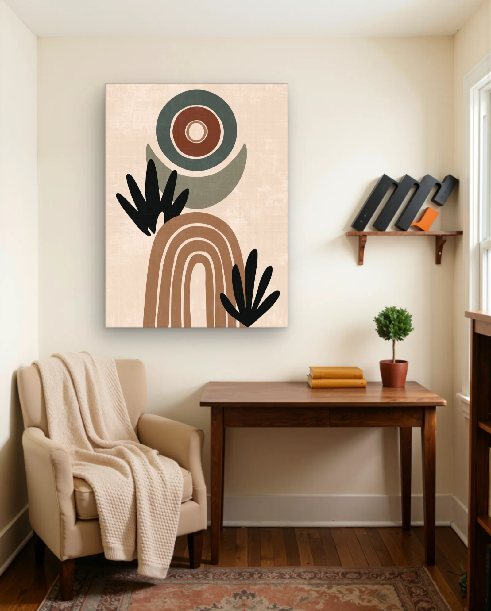 Stacked Arches And Circles Earth Tones Wall Art — framed wall art poster by Memocult