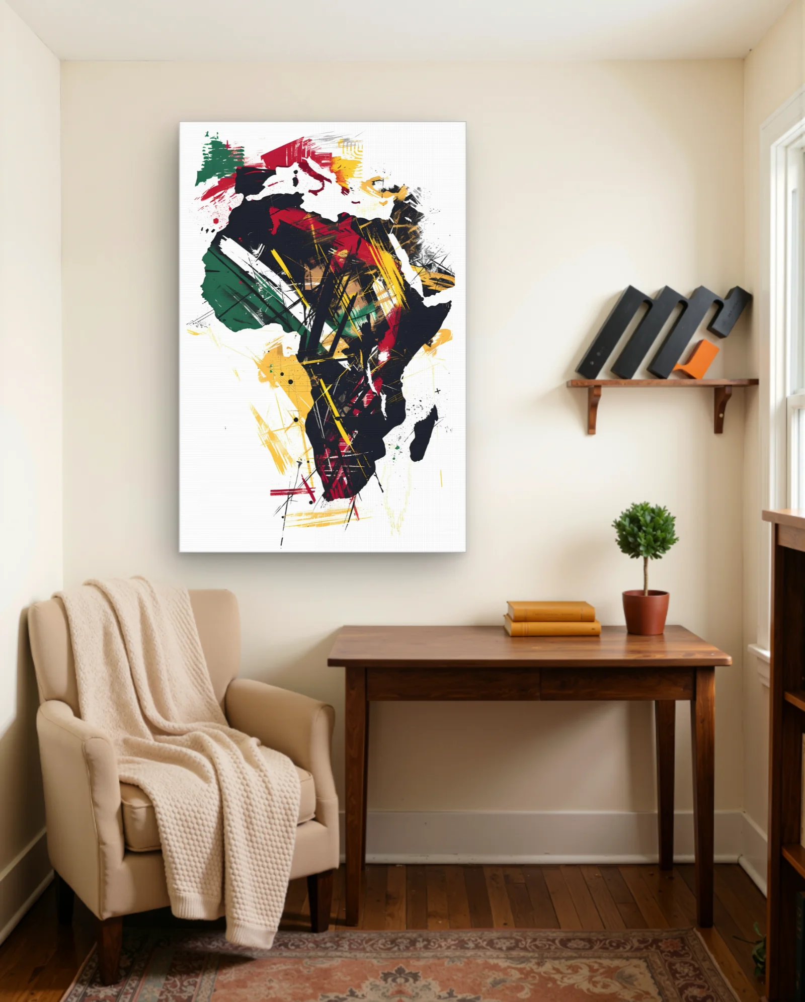 Africa Map Pan African Colors Wall Art — framed wall art poster by Memocult