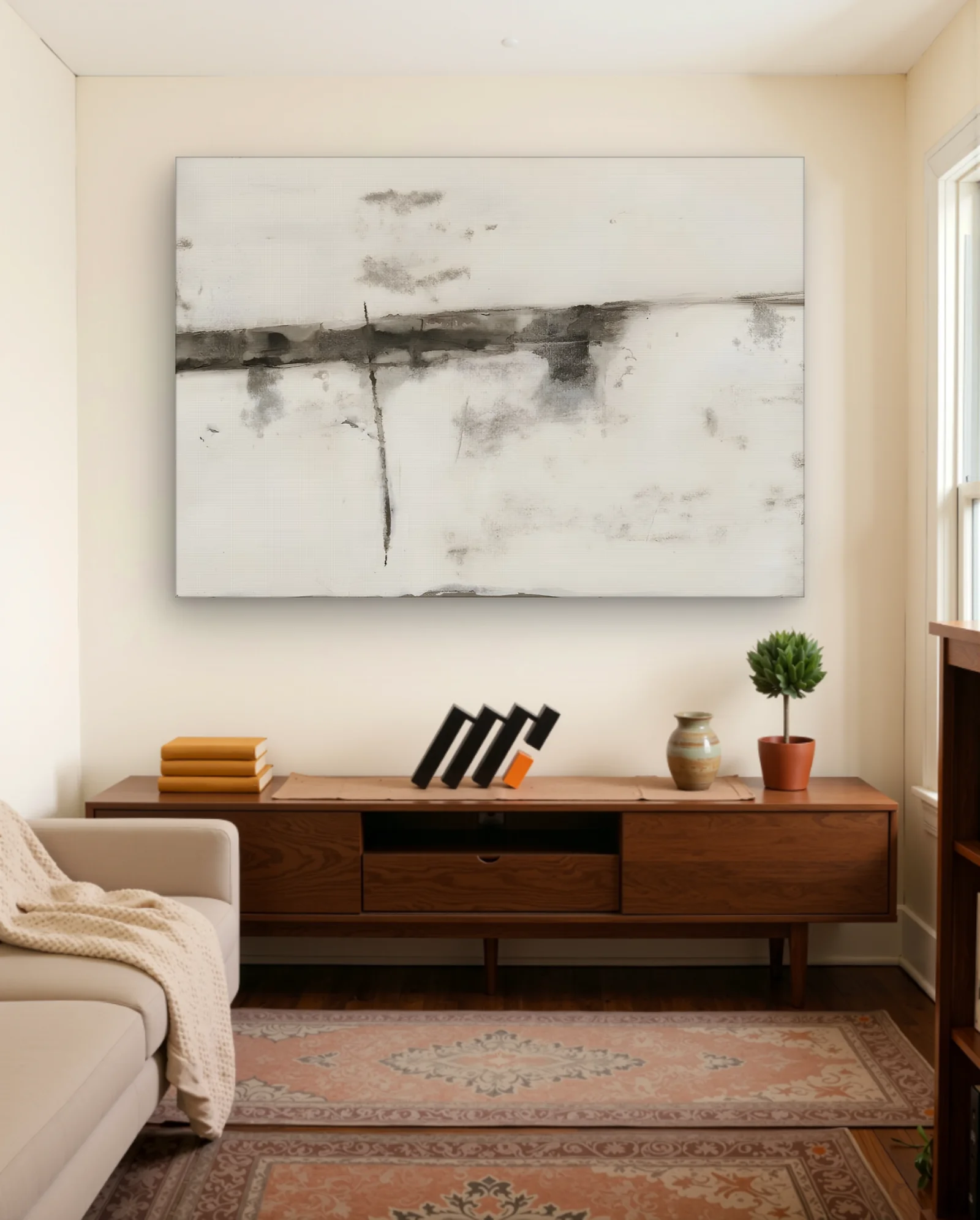 Monochrome Mist Horizon Wall Art — framed wall art poster by Memocult