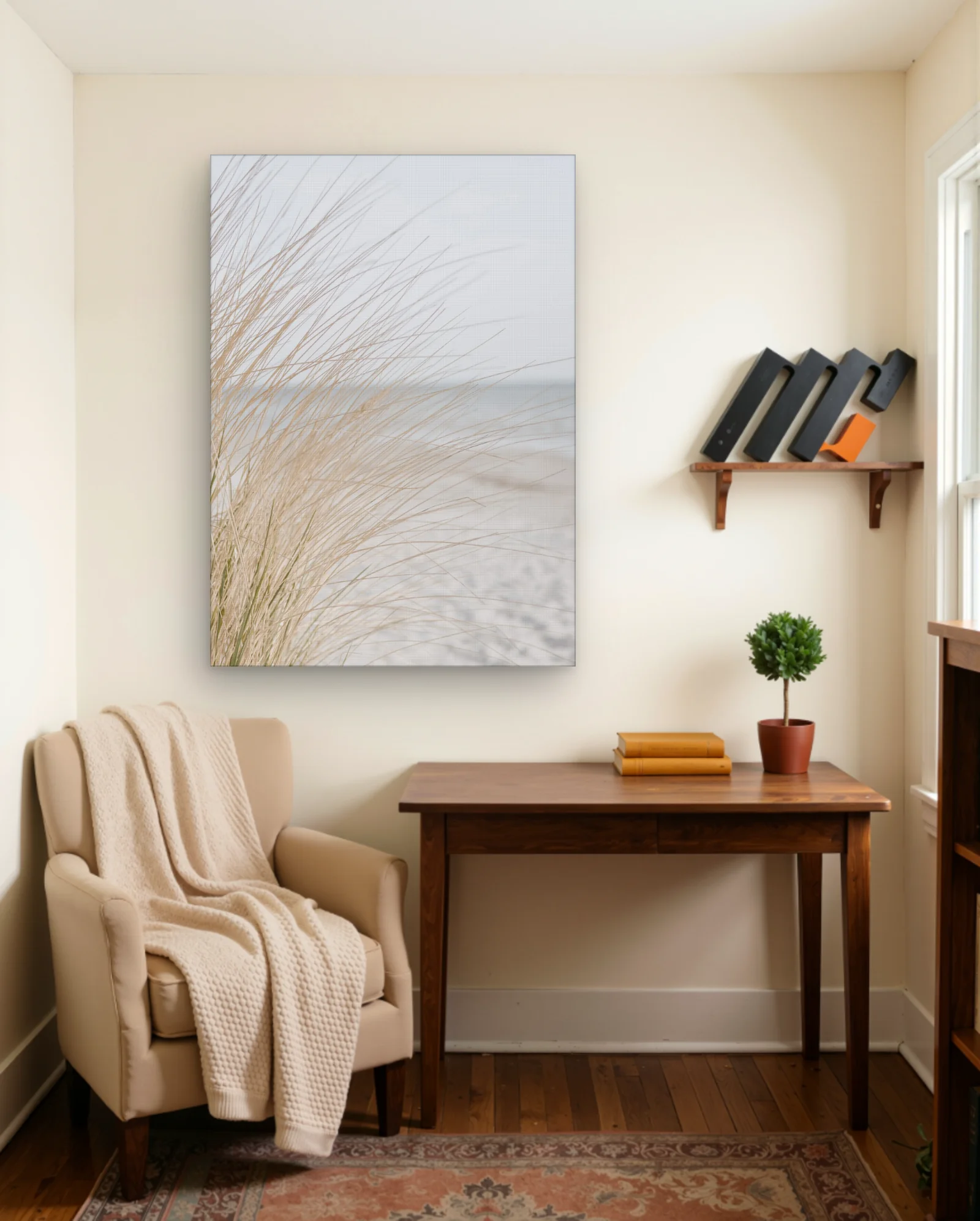 Dune Grass Beach Horizon Wall Art — framed wall art poster by Memocult