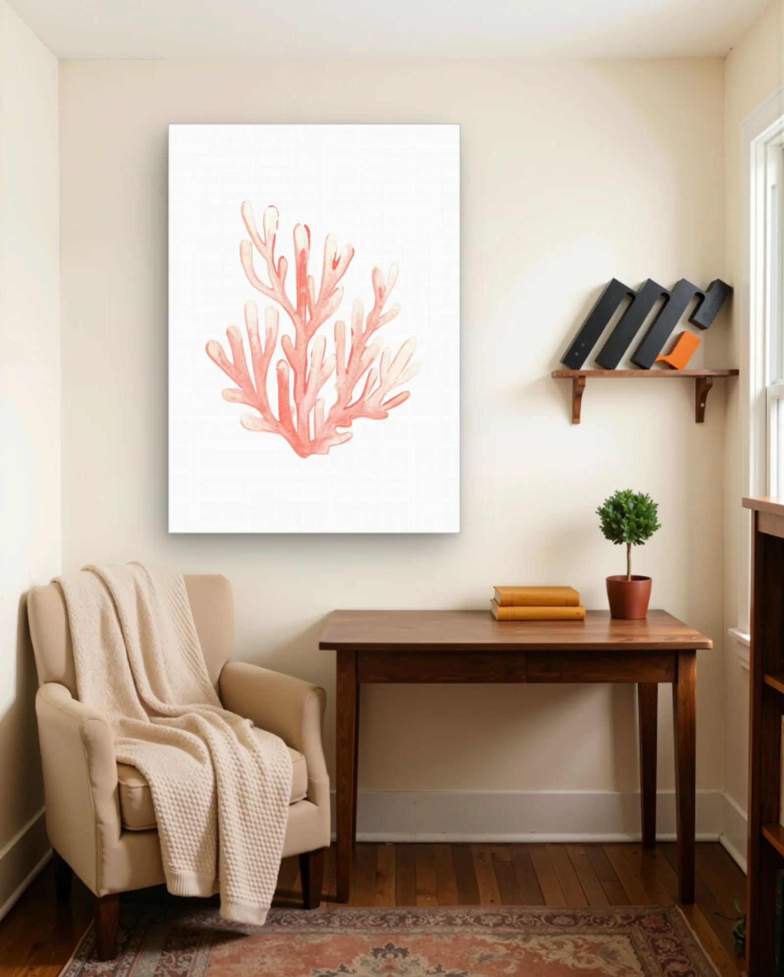 Pink Coral Branch Watercolor Wall Art — Abstract abstract & modern wall art poster