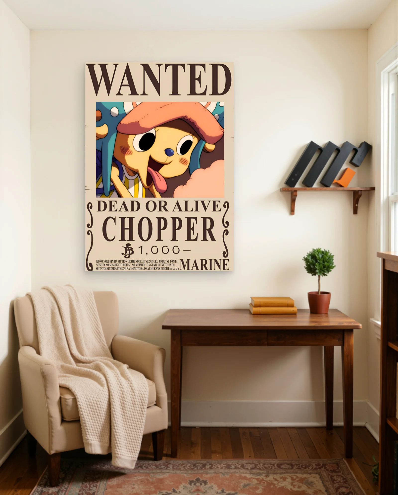 Chopper Wanted Poster One Piece Poster — framed wall art poster by Memocult