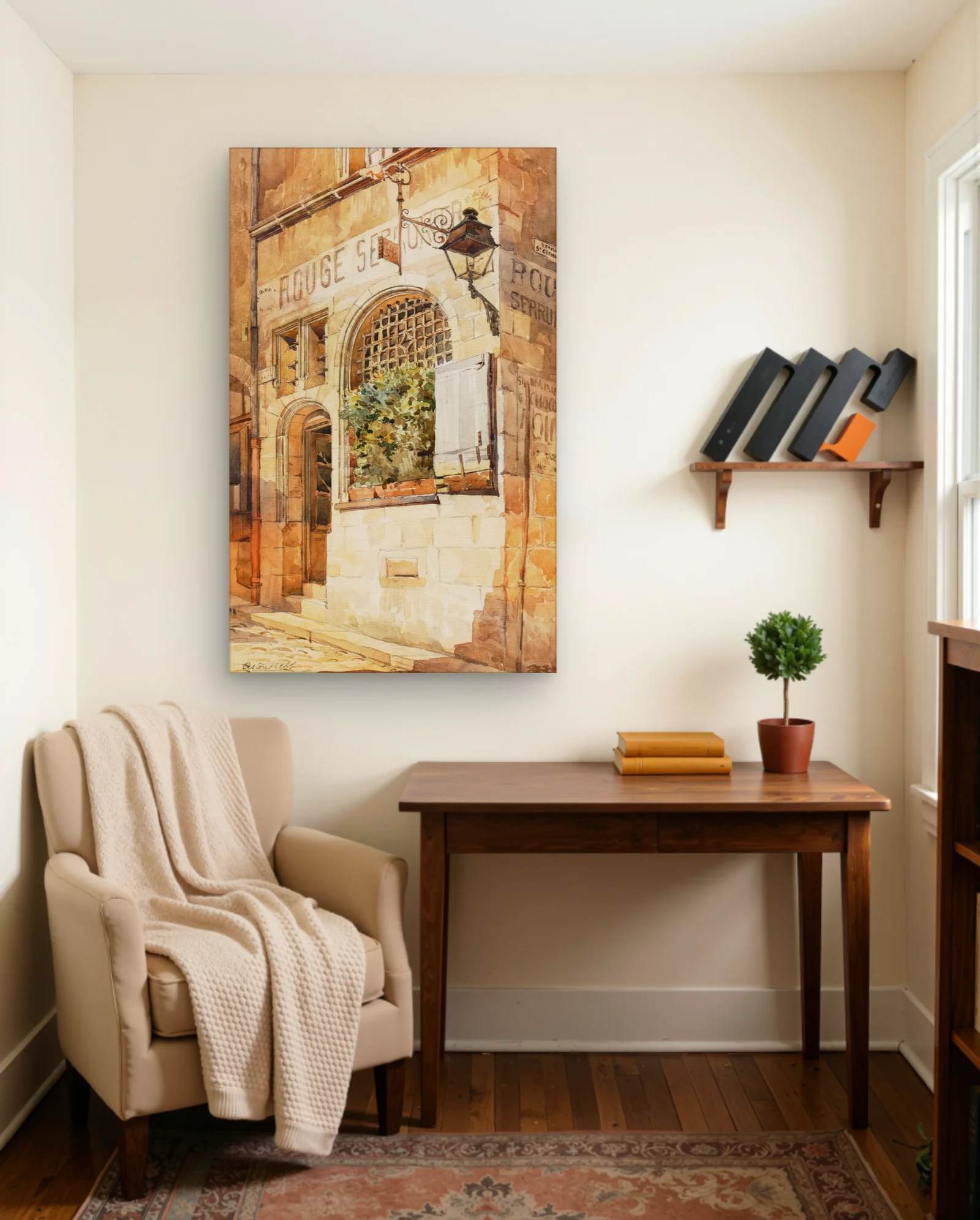 Rouge Serrur Chocolat Street Lamp Wall Art — framed wall art poster by Memocult