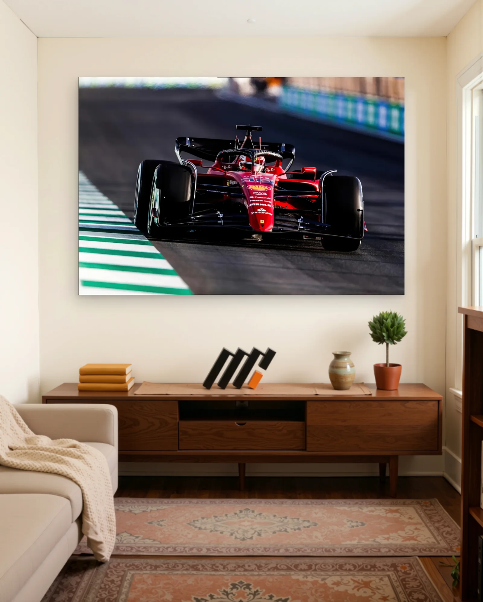 Scuderia Ferrari F1 Car on Track — framed wall art poster by Memocult