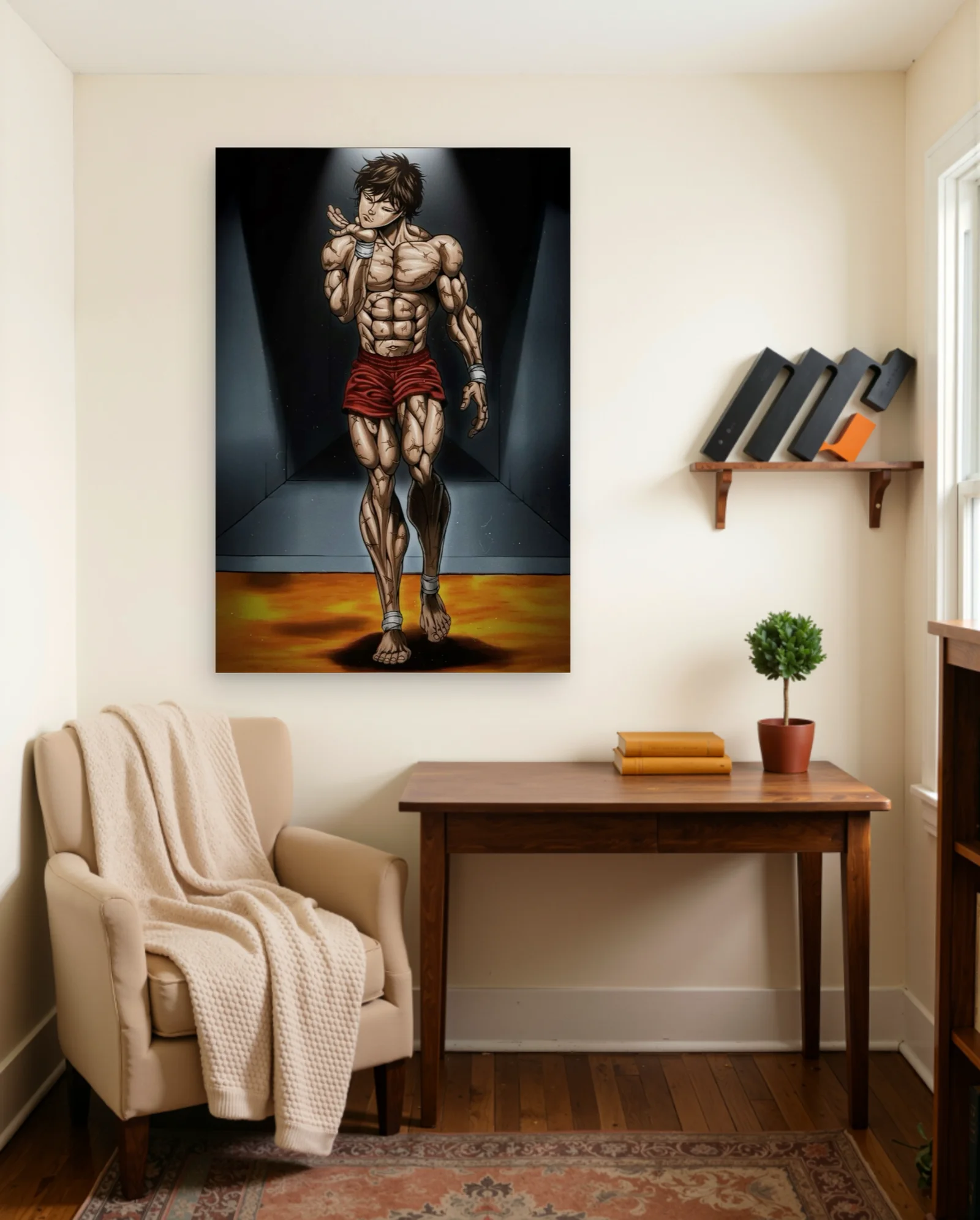 Baki Hanma Muscular Pose Wall Art — framed wall art poster by Memocult